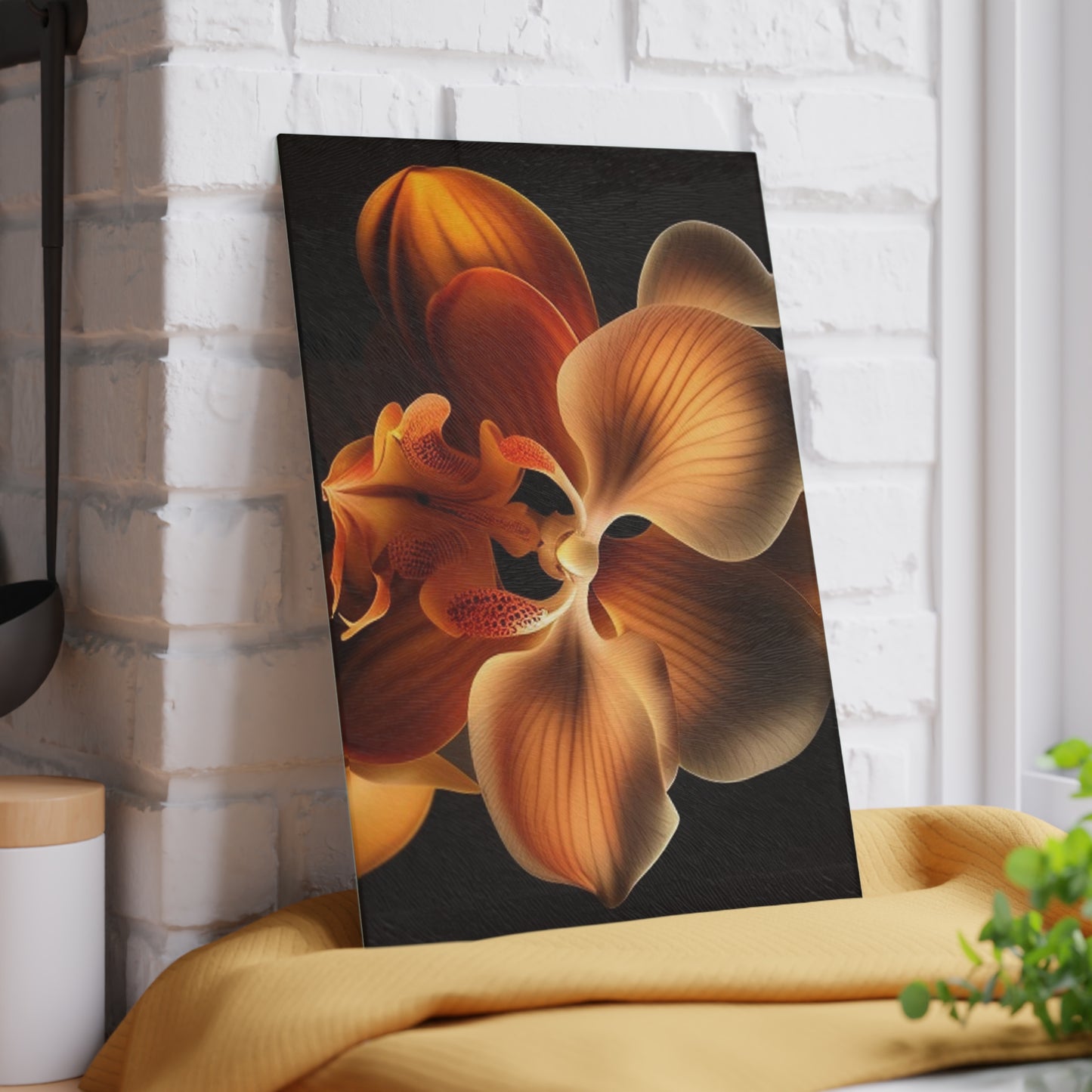 Glass Cutting Board Orange Orchid 2