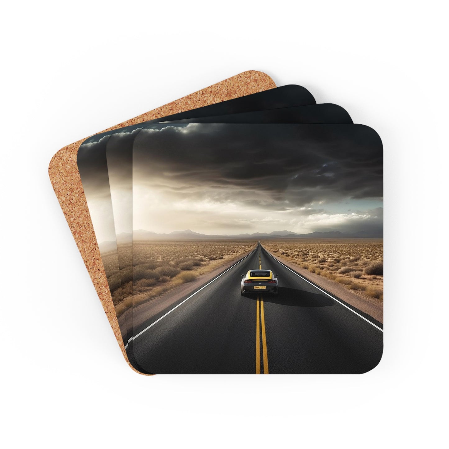 Corkwood Coaster Set Ferrari Road 2