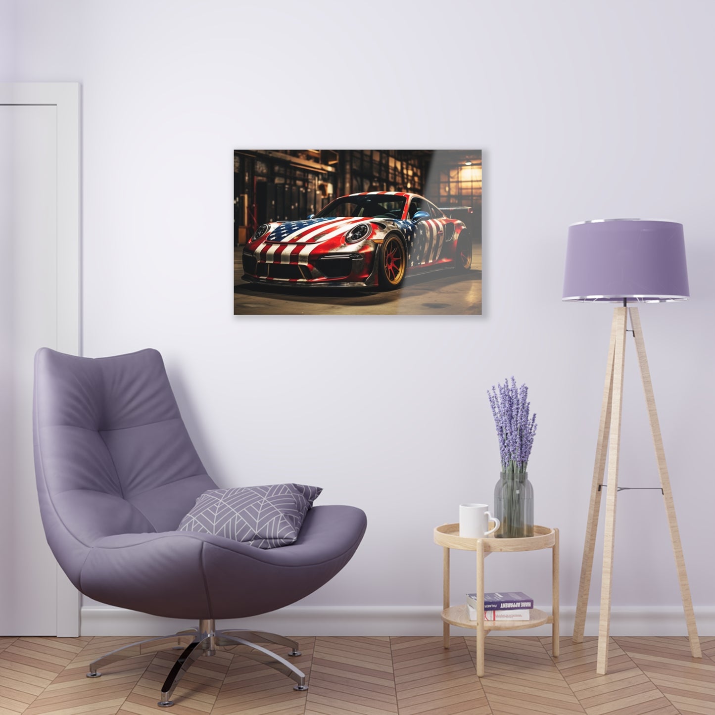 Acrylic Prints American Flag Porsche 4