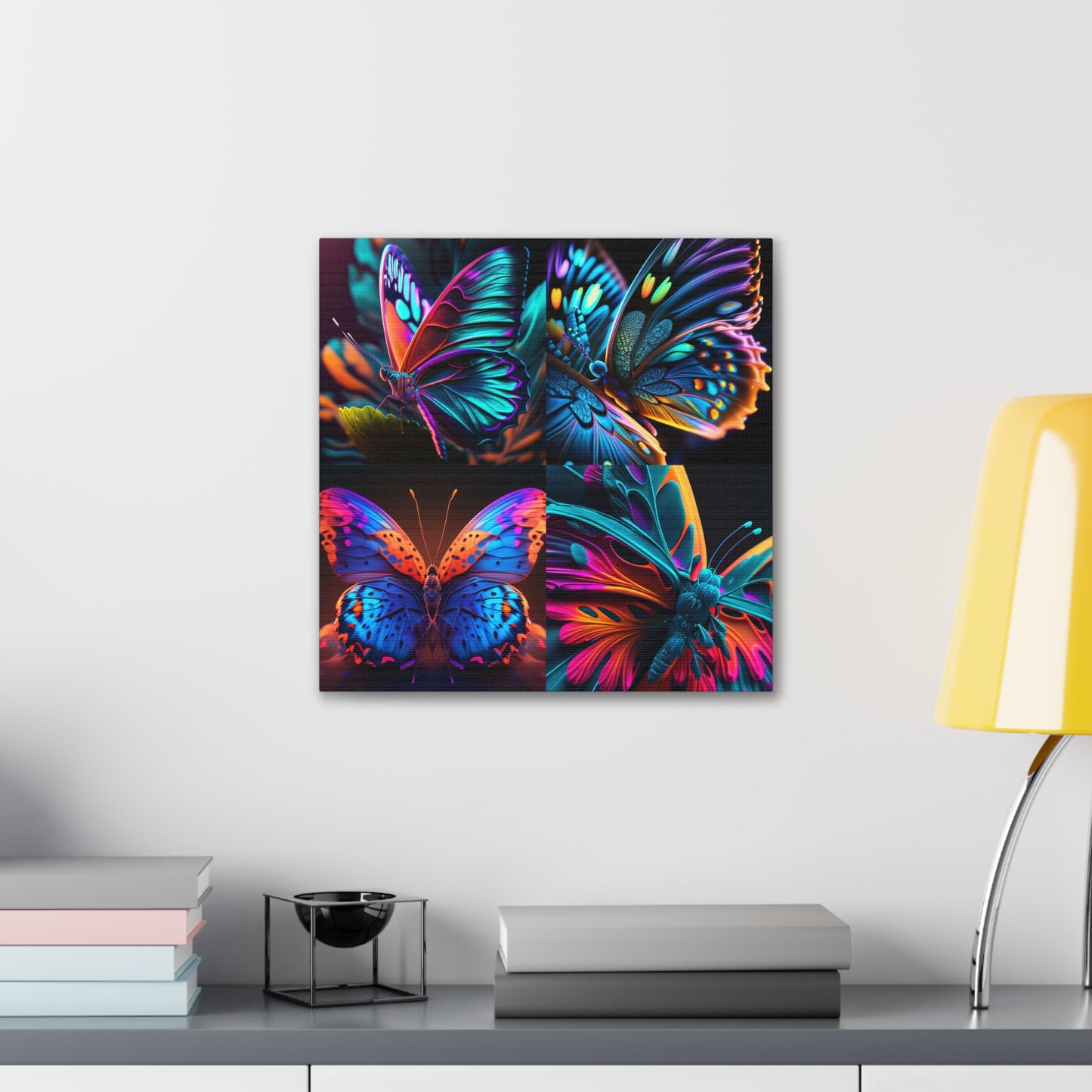 Canvas Gallery Wraps Neon Butterfly Macro 5