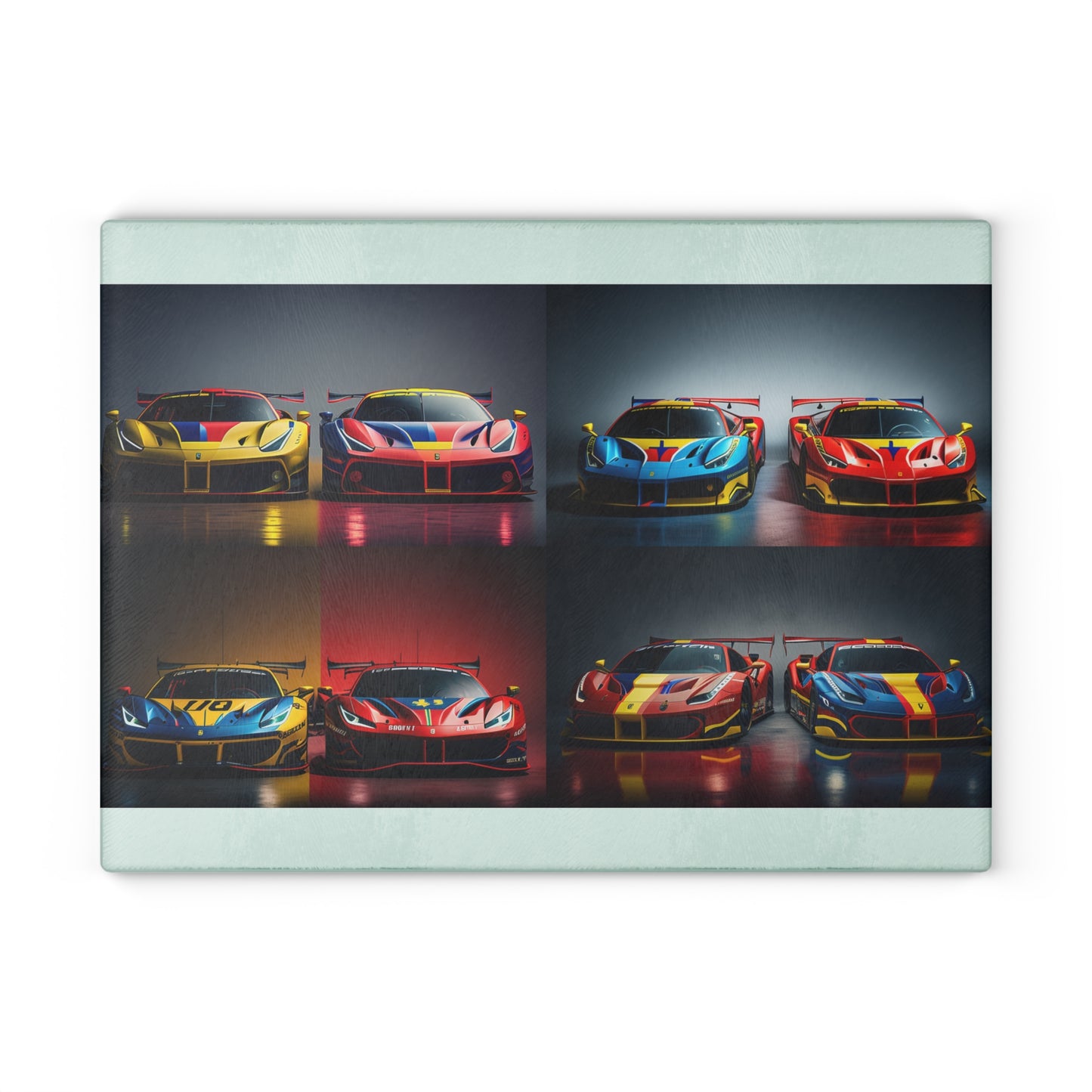 Glass Cutting Board Ferrari Red Blue 5