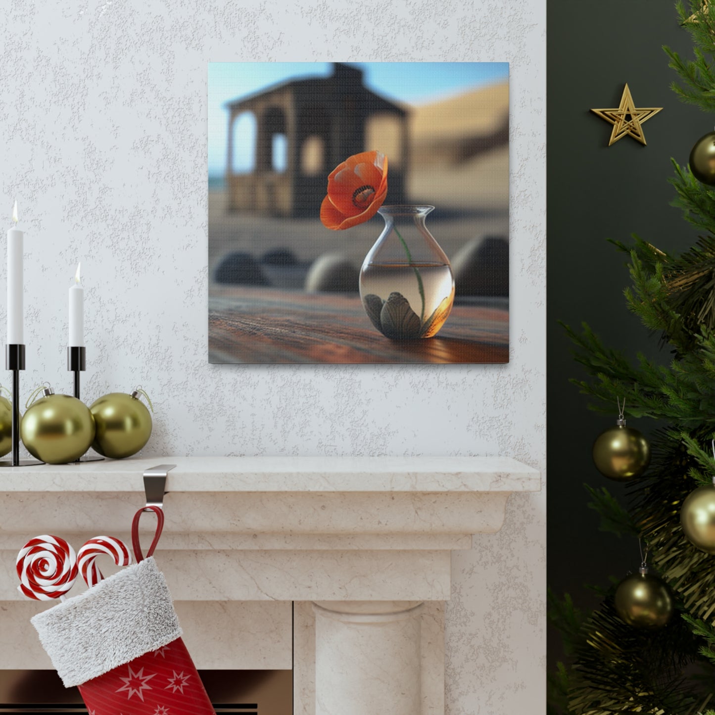 Canvas Gallery Wraps Poppy in a Glass Vase 1