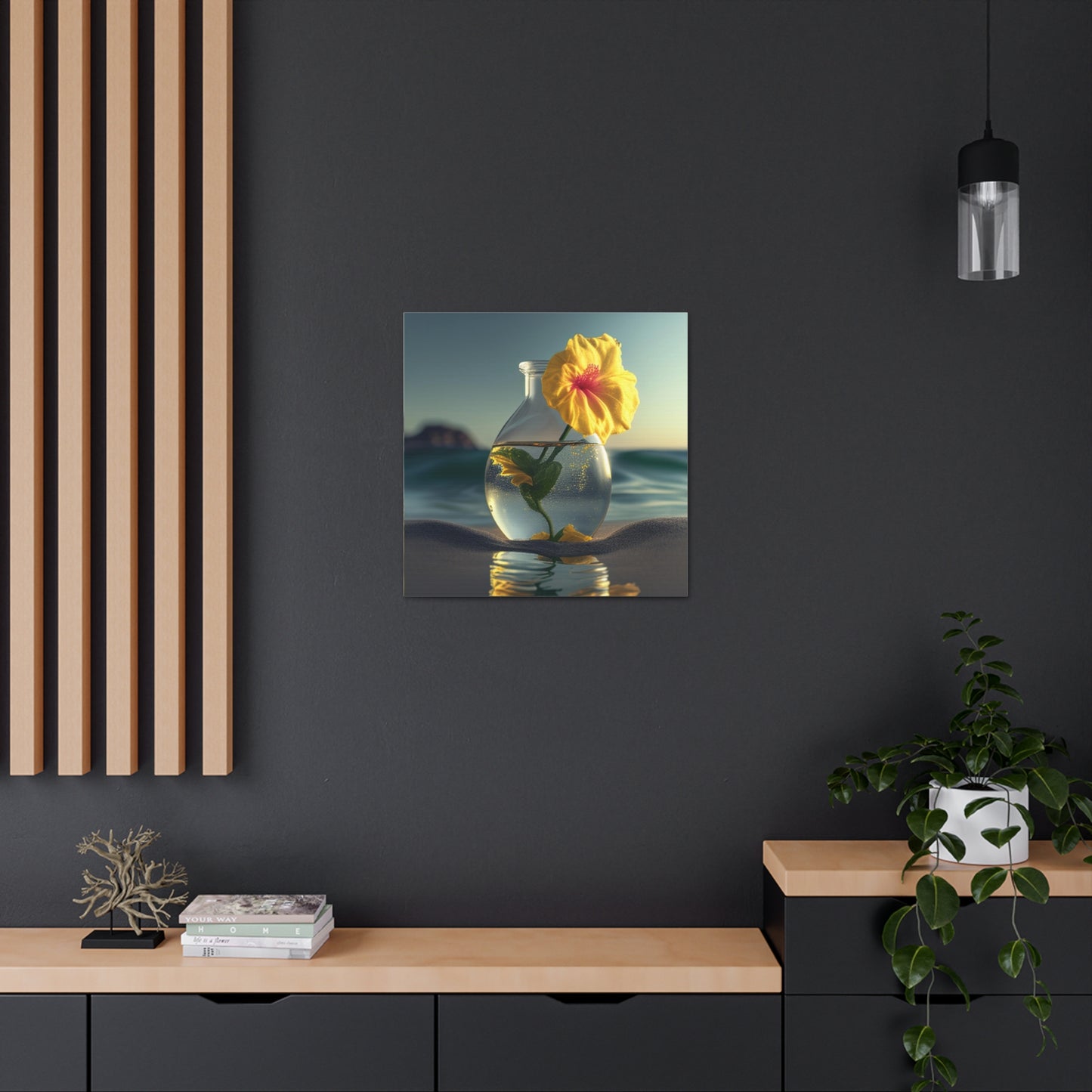 Canvas Gallery Wraps Yellow Hibiscus glass 2