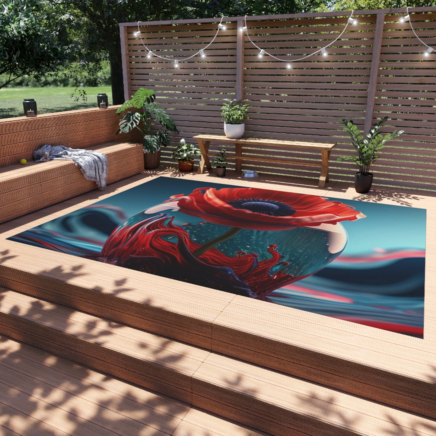 Outdoor Rug  Red Anemone in a Vase 2