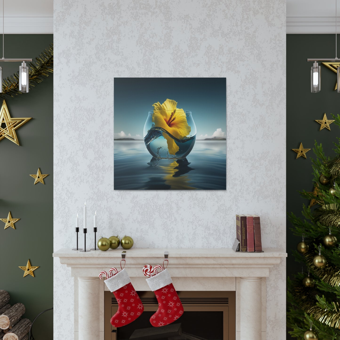 Canvas Gallery Wraps Yellow Hibiscus glass 4