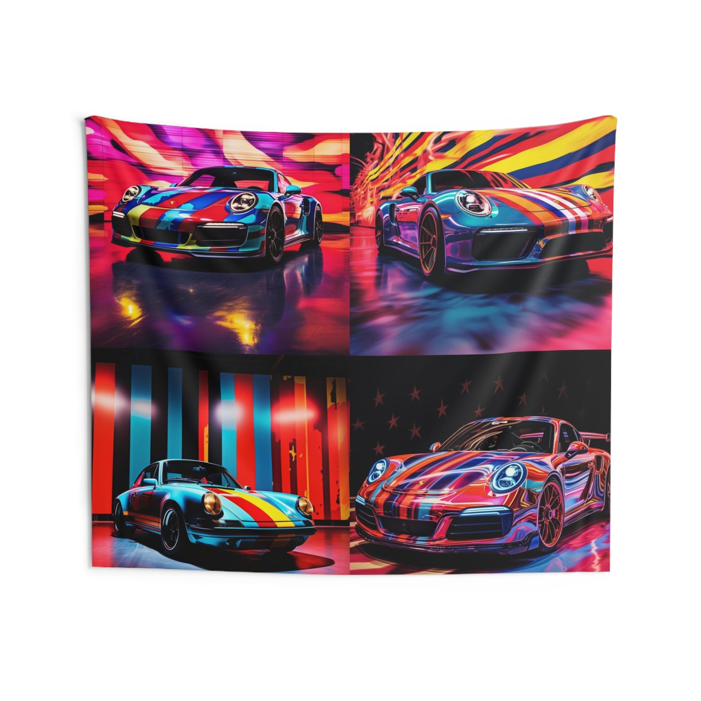 Indoor Wall Tapestries Macro American Flag Porsche 5