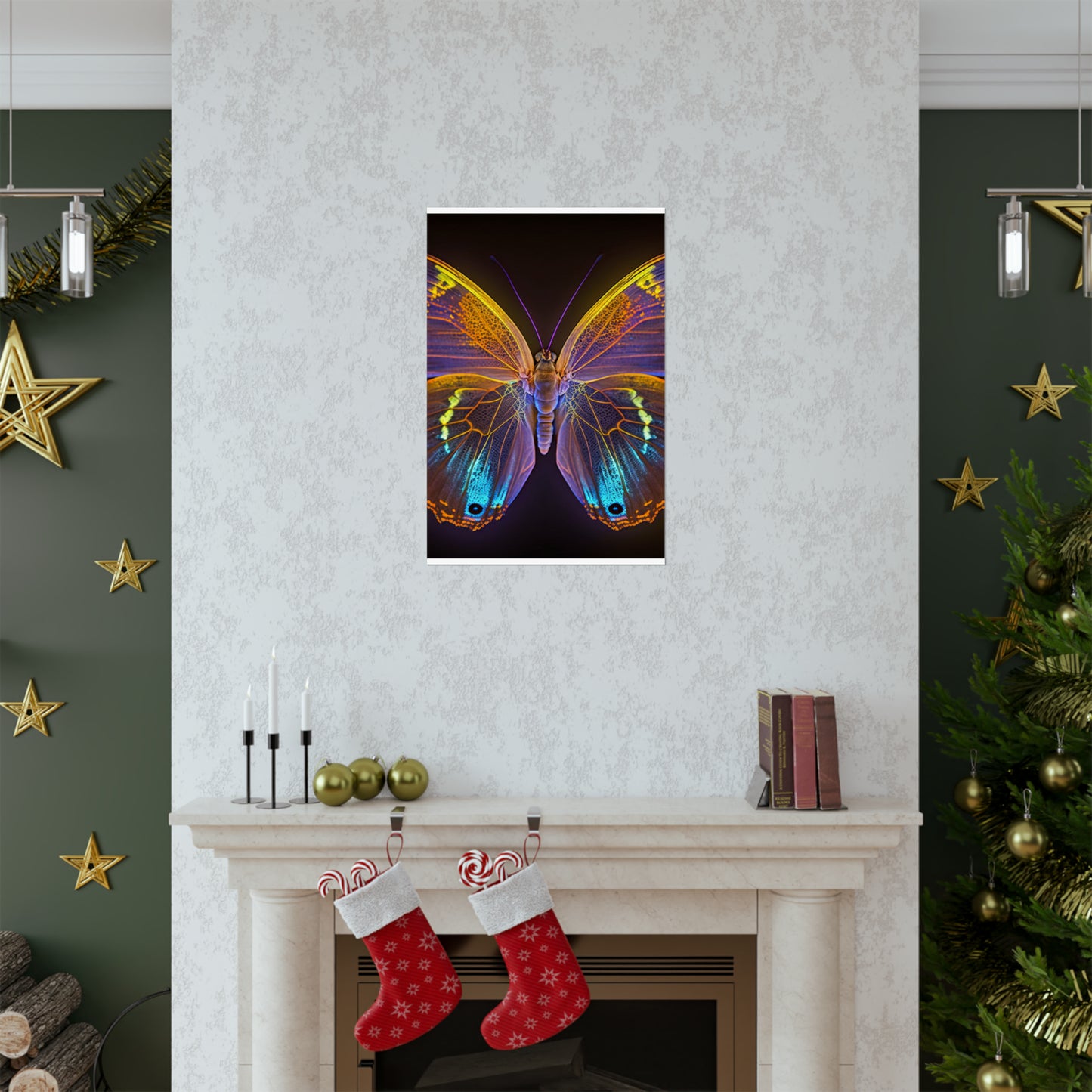 Premium Matte Vertical Posters Neon Butterfly Flair 2