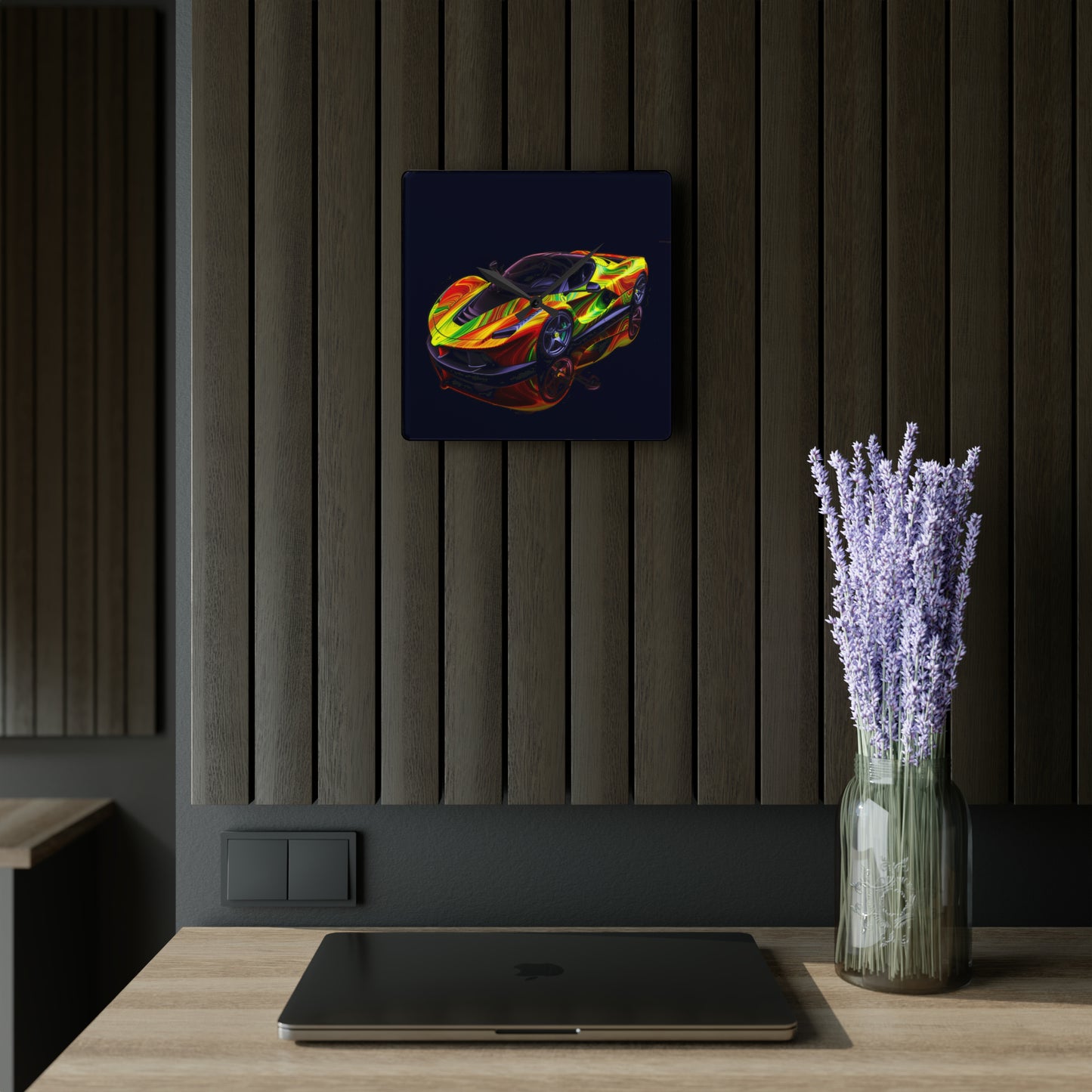 Acrylic Wall Clock Ferrari Neon 4