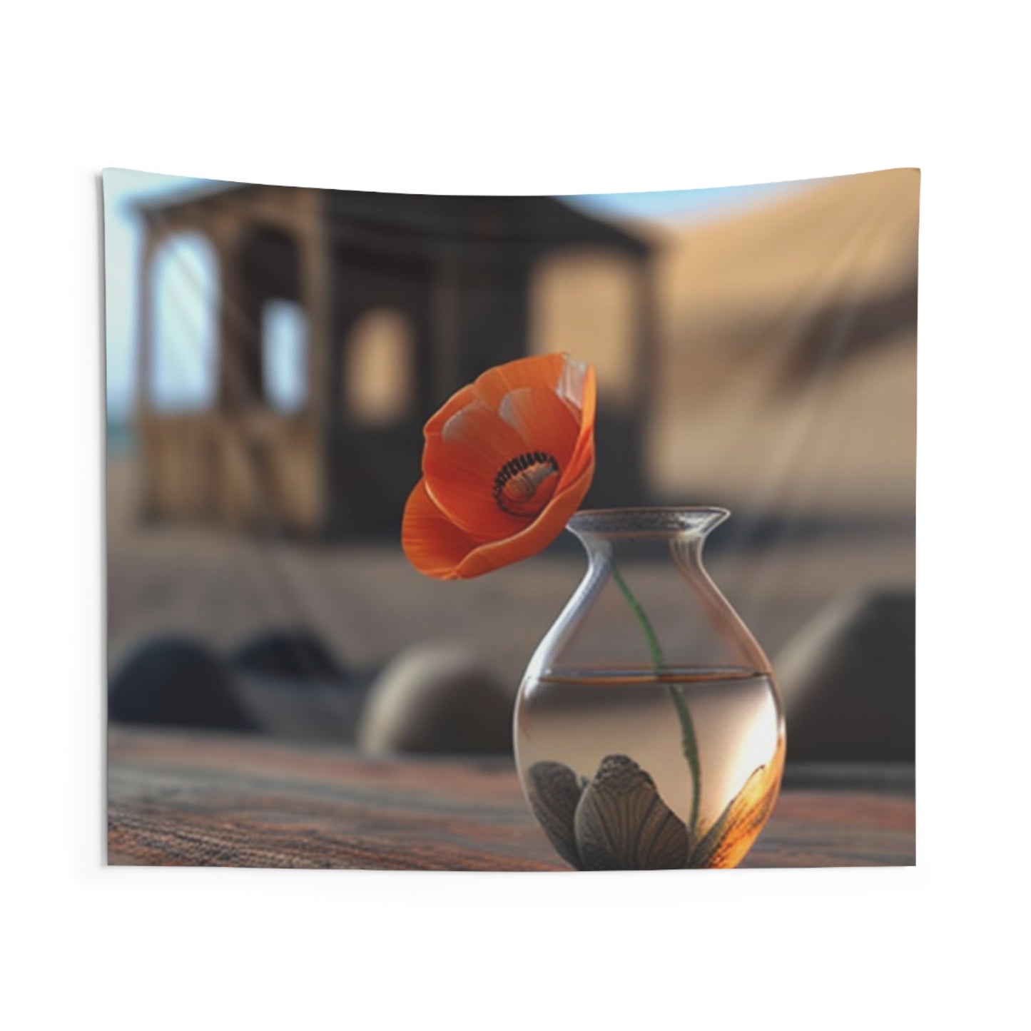 Indoor Wall Tapestries Poppy in a Glass Vase 1
