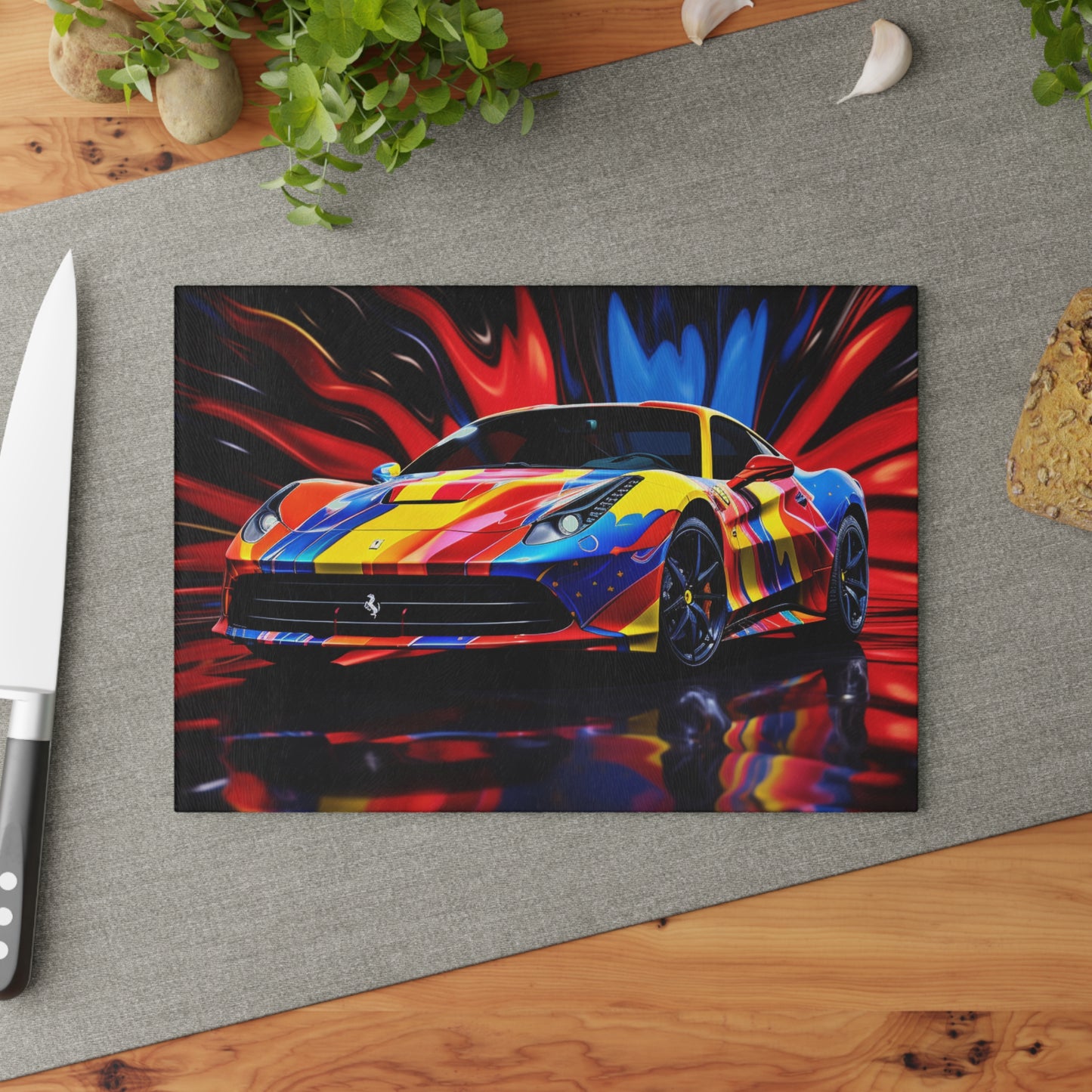 Glass Cutting Board Hyper Colorfull Ferrari 1