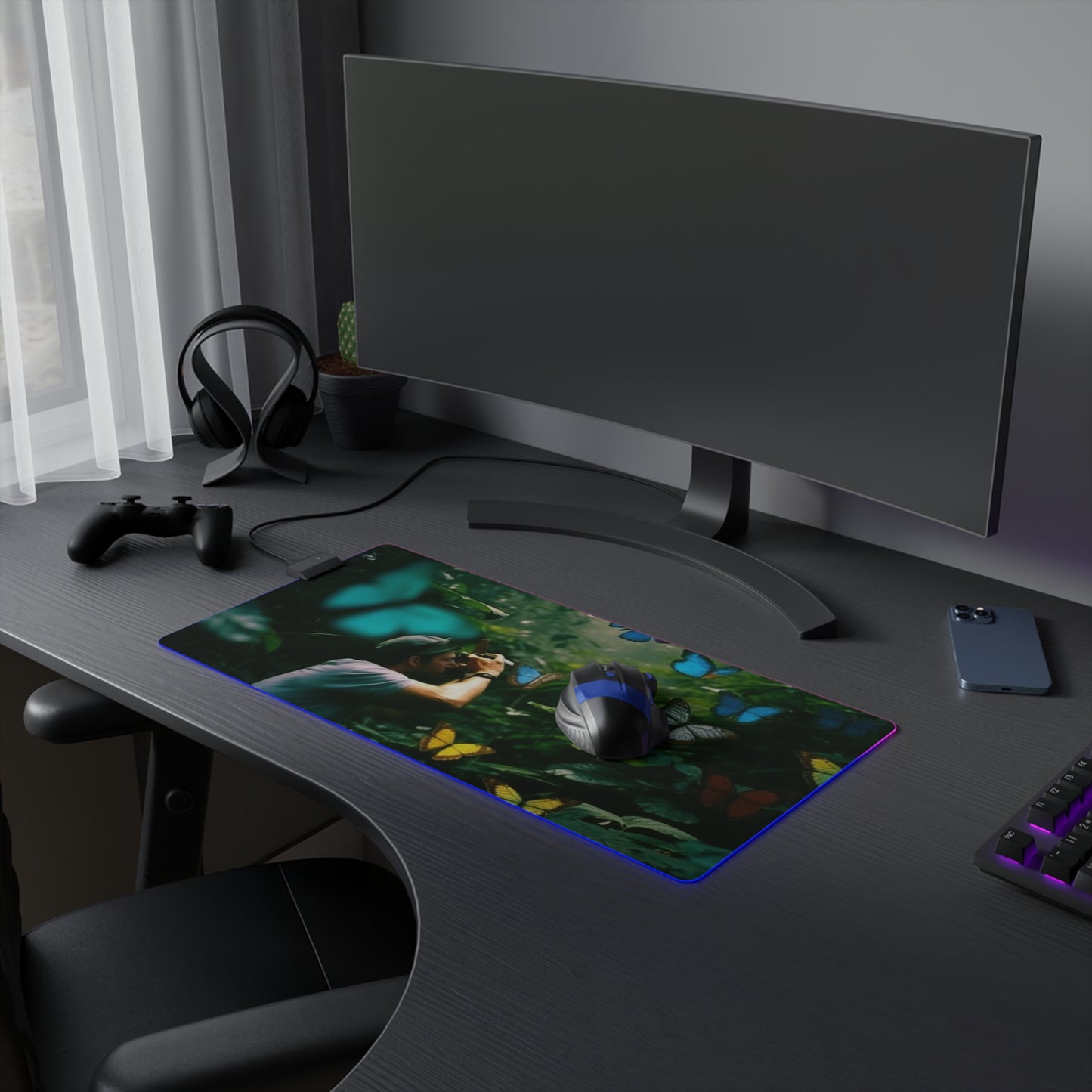 LED Gaming Mouse Pad Jungle Butterfly 1