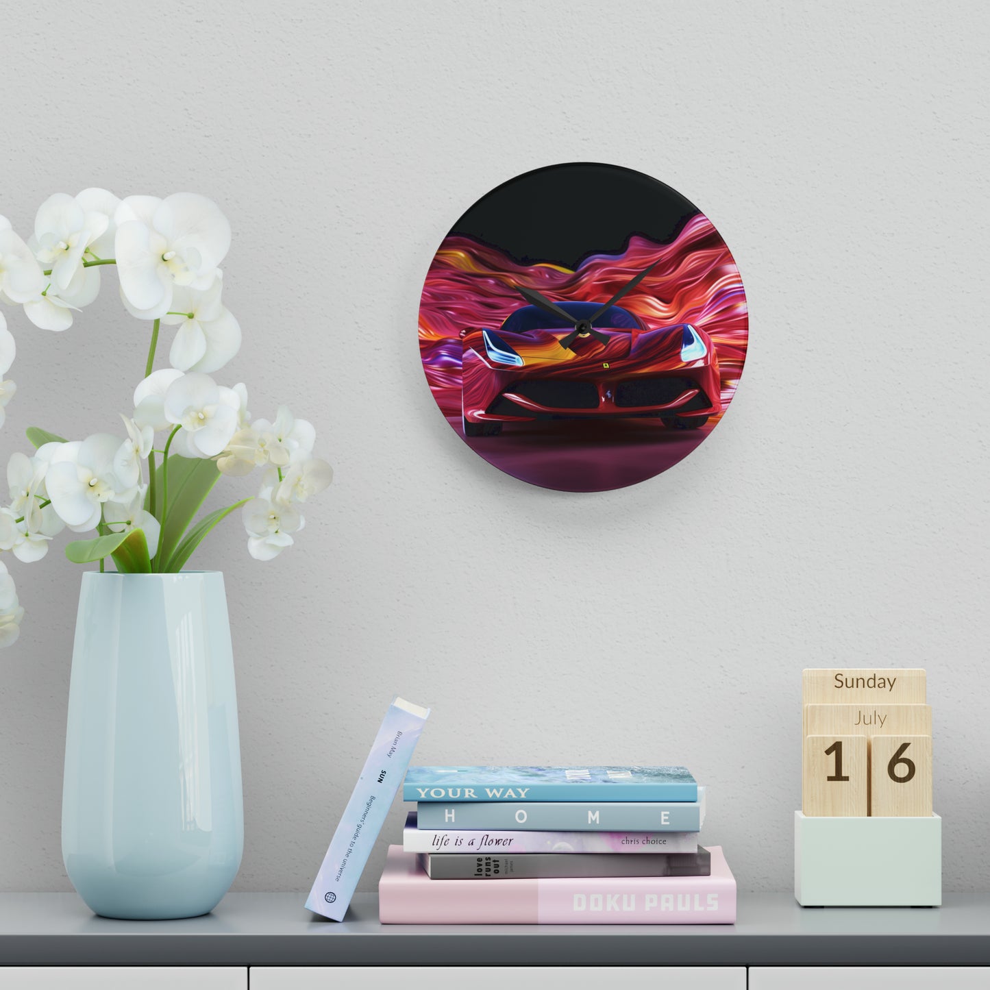 Acrylic Wall Clock Ferrari Water Fusion 3