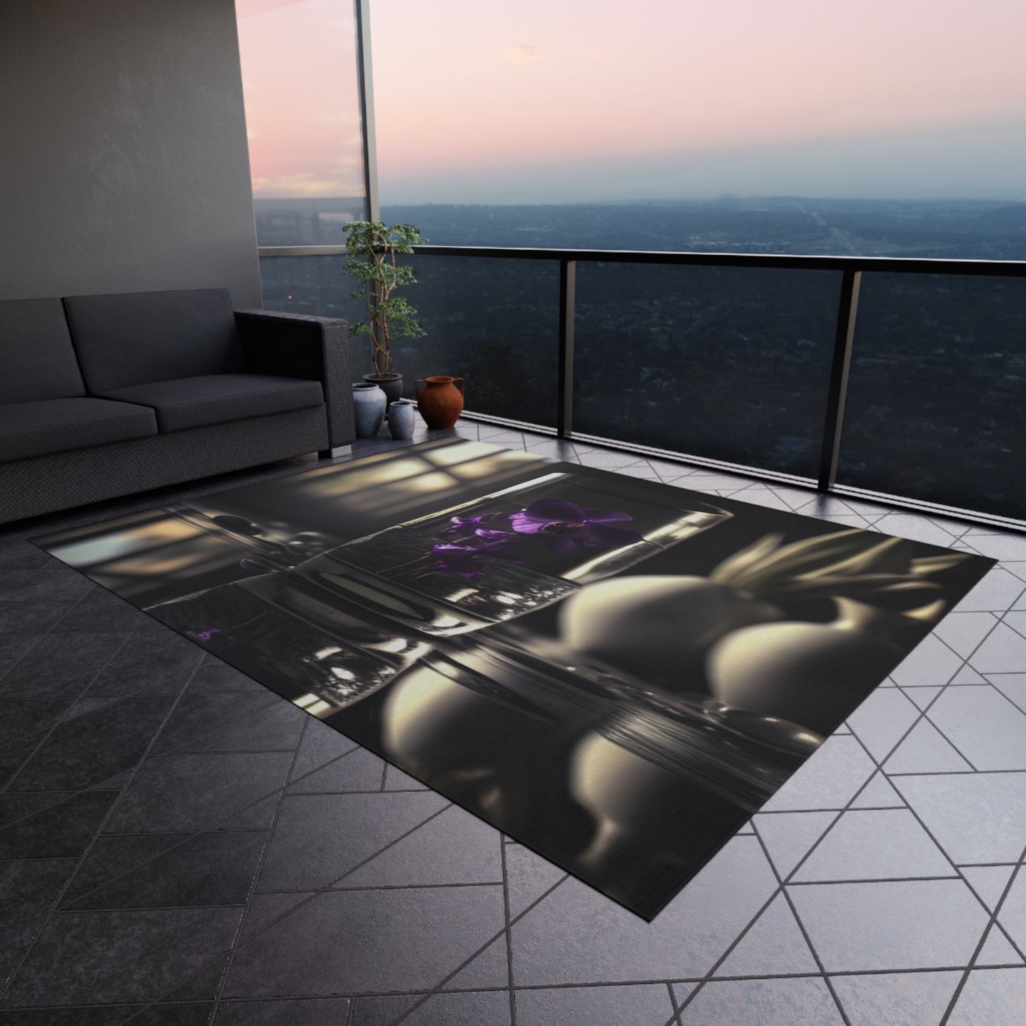 Outdoor Rug  Purple Orchid Glass vase 4