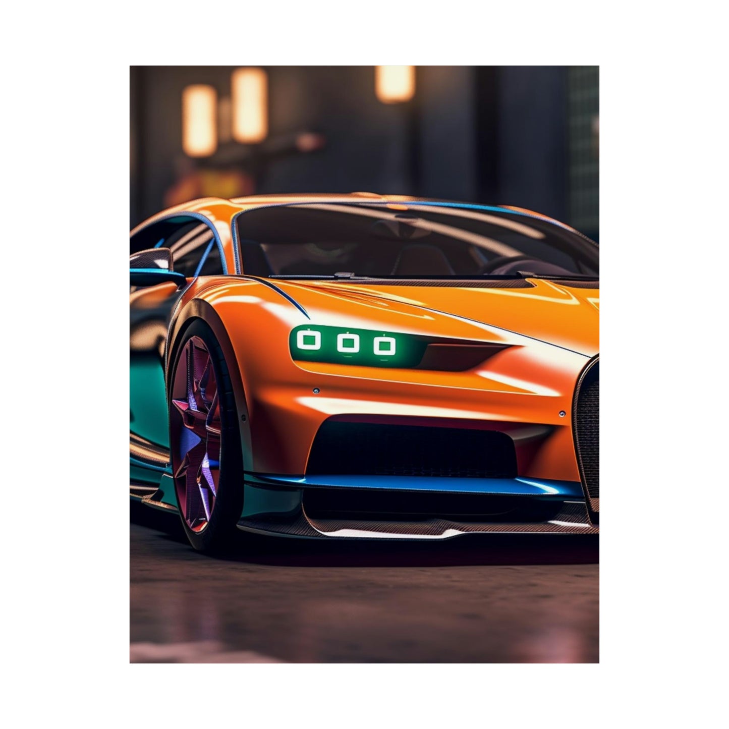 Premium Matte Vertical Posters Hyper Bugatti Neon Chiron 1