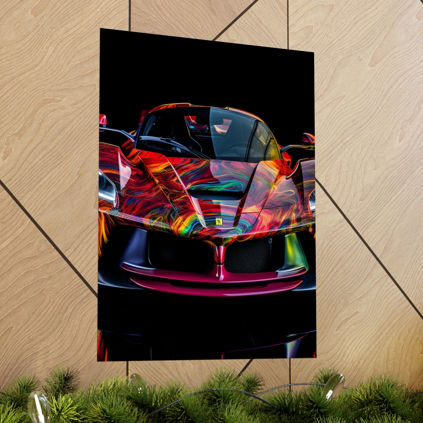 Premium Matte Vertical Posters Ferrari Neon 3