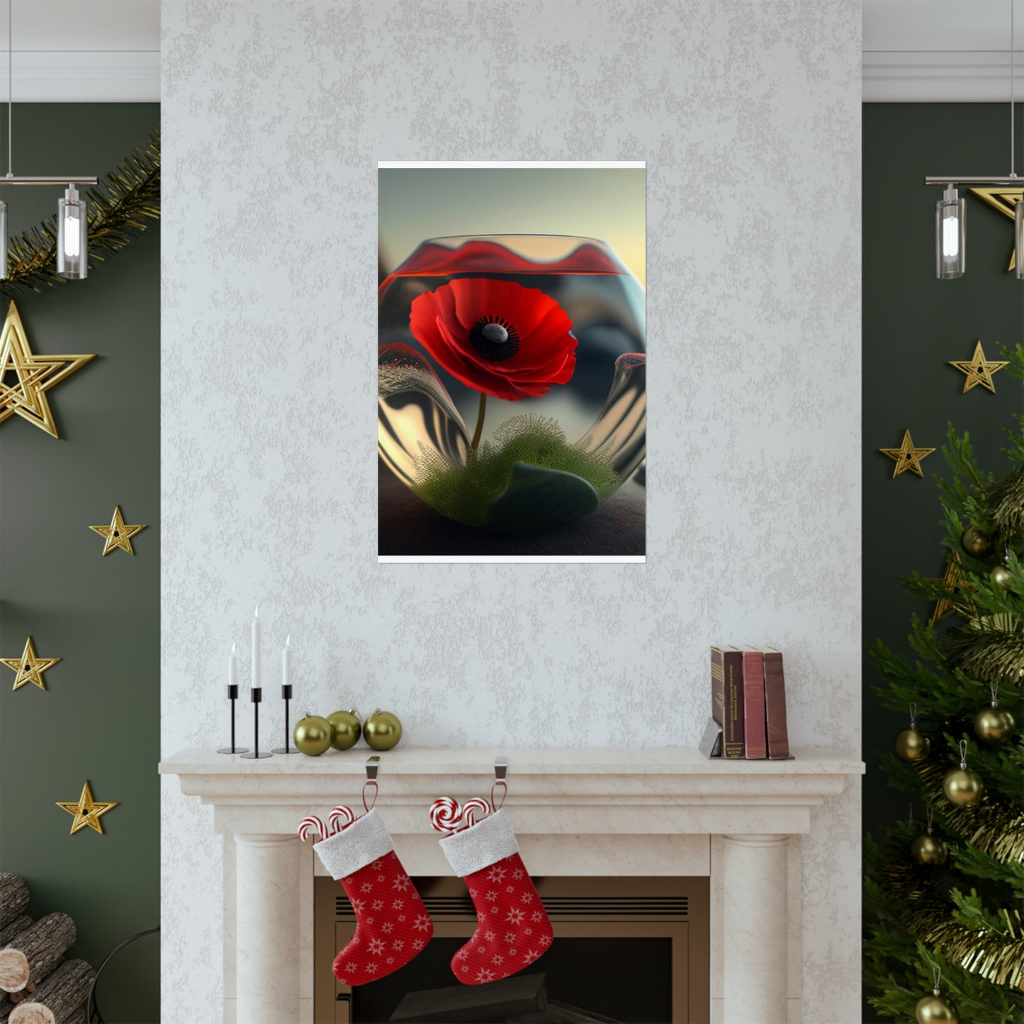 Premium Matte Vertical Posters Red Anemone in a Vase 3