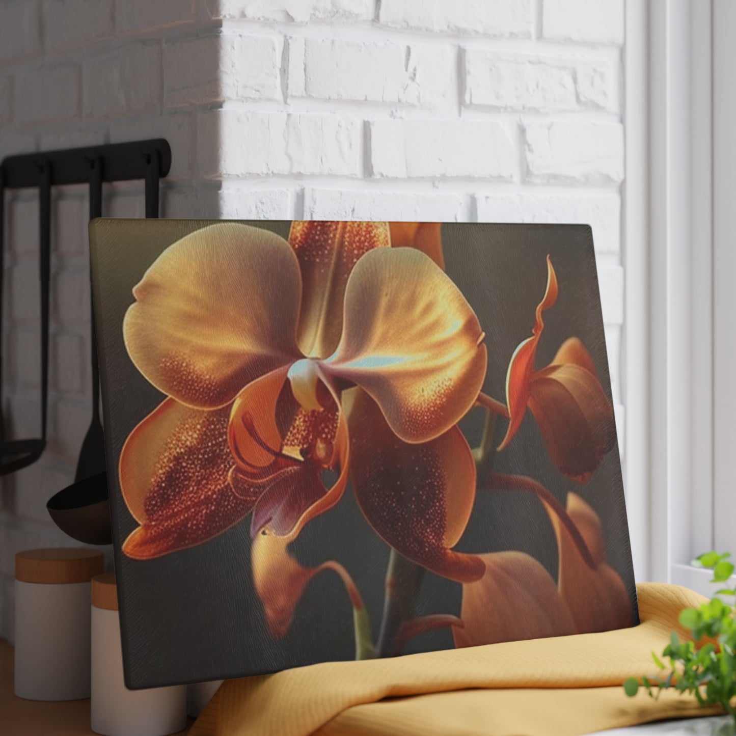 Glass Cutting Board Orange Orchid 1