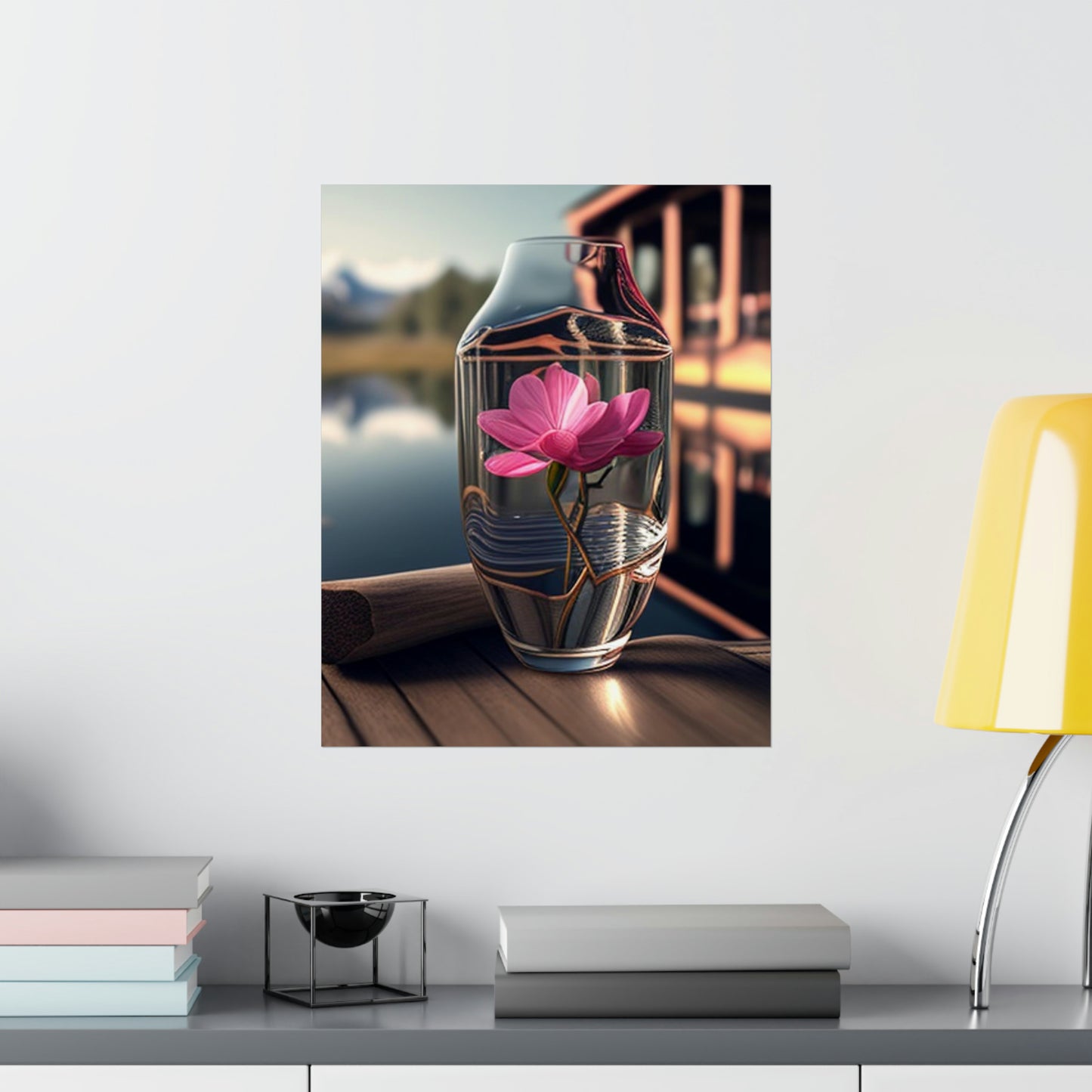 Premium Matte Vertical Posters Magnolia in a Glass vase 3