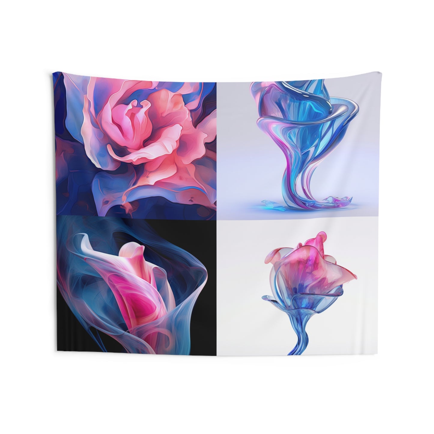 Indoor Wall Tapestries Pink & Blue Tulip Rose 5