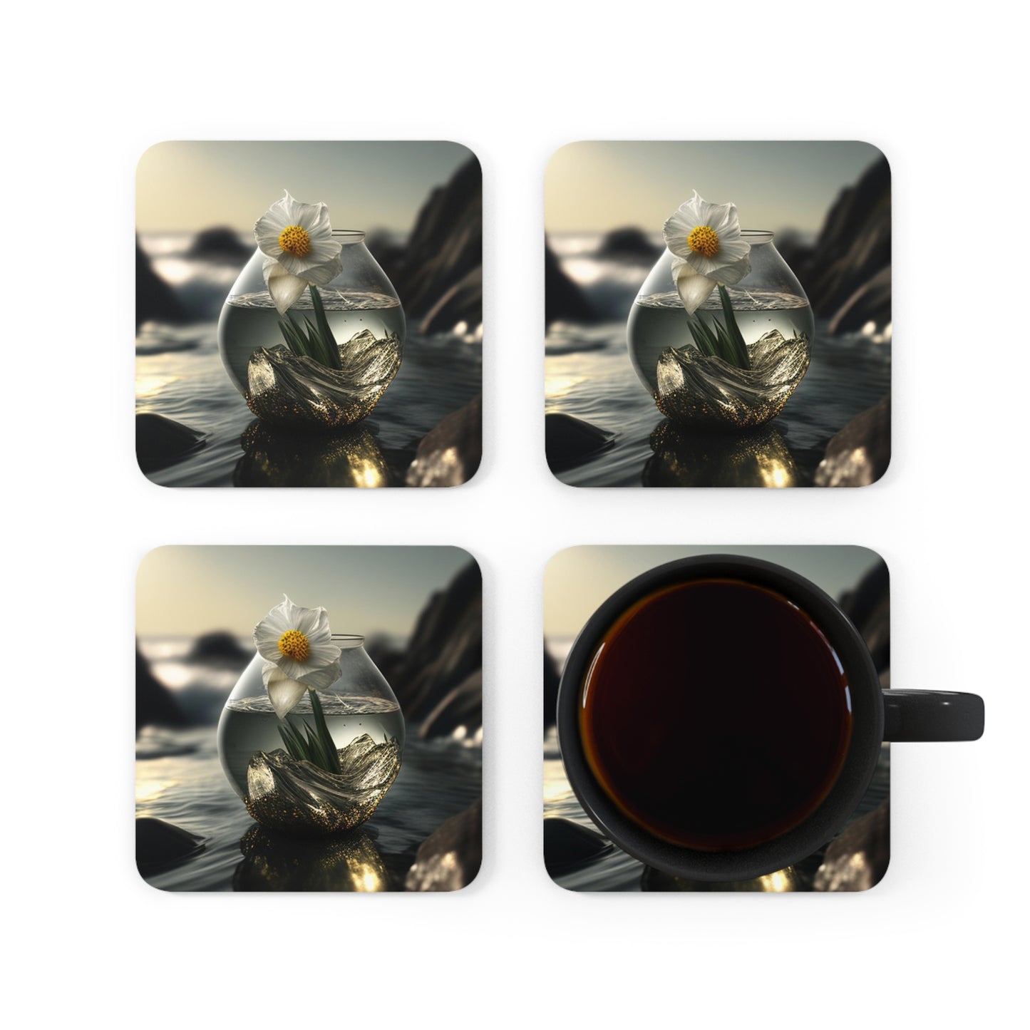Corkwood Coaster Set Daffodil 1
