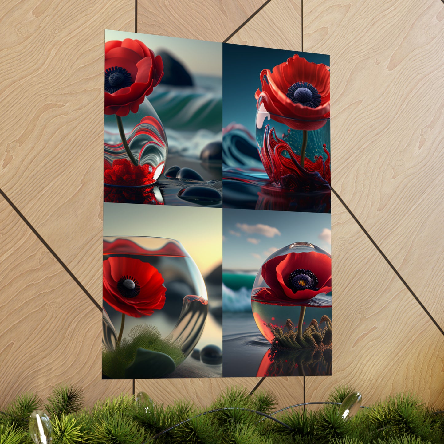 Premium Matte Vertical Posters Red Anemone in a Vase 5