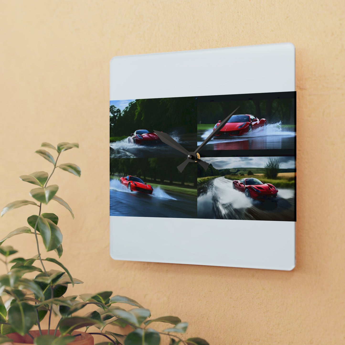 Acrylic Wall Clock Water Ferrari Splash 5