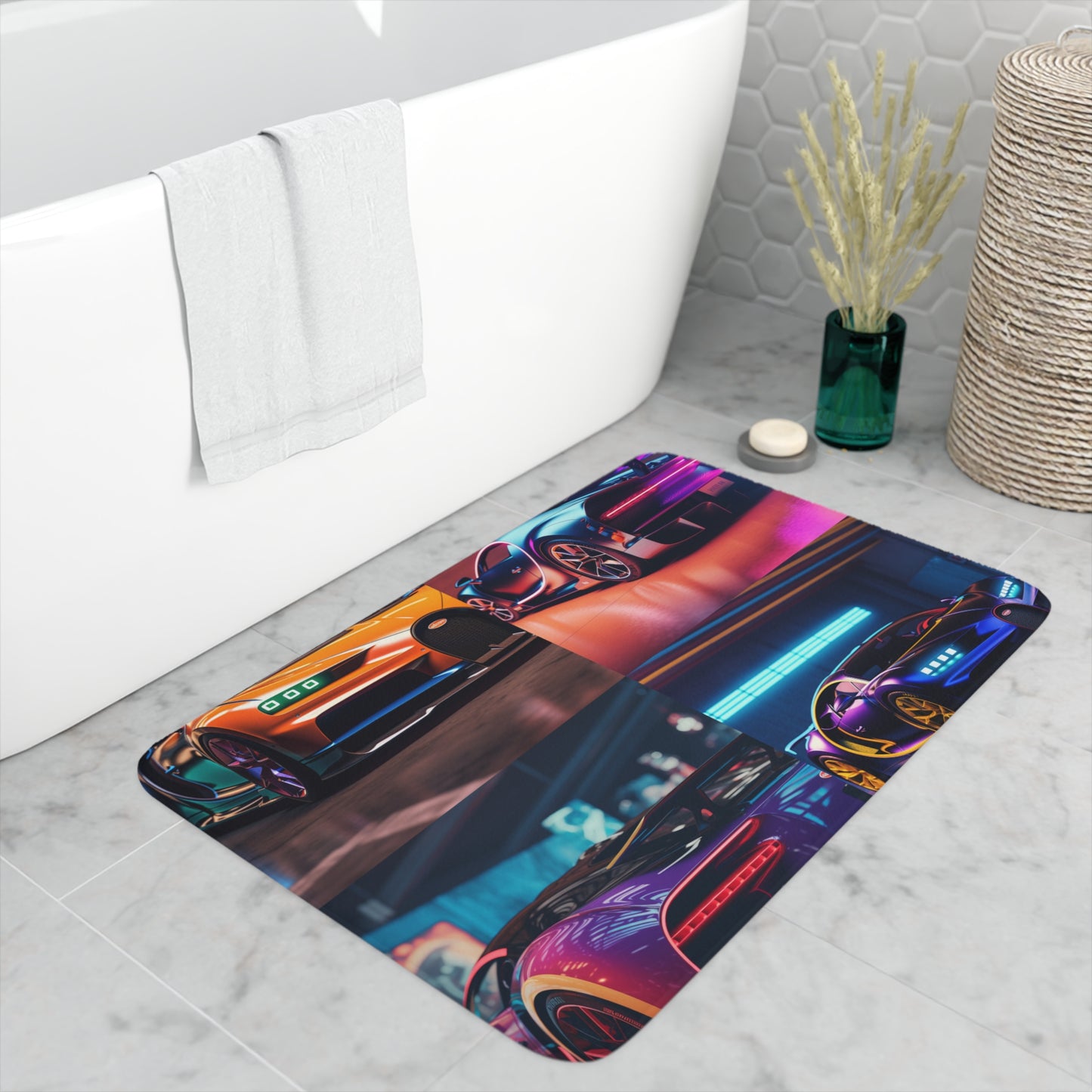 Memory Foam Bath Mat Hyper Bugatti Neon Chiron 5