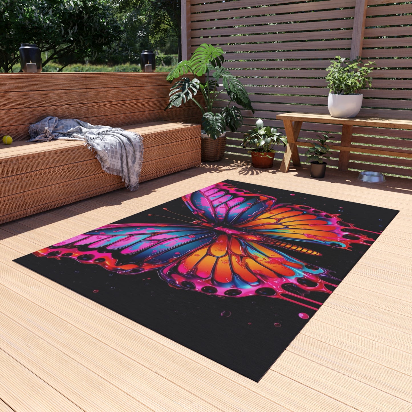 Outdoor Rug  Pink Butterfly Flair 1