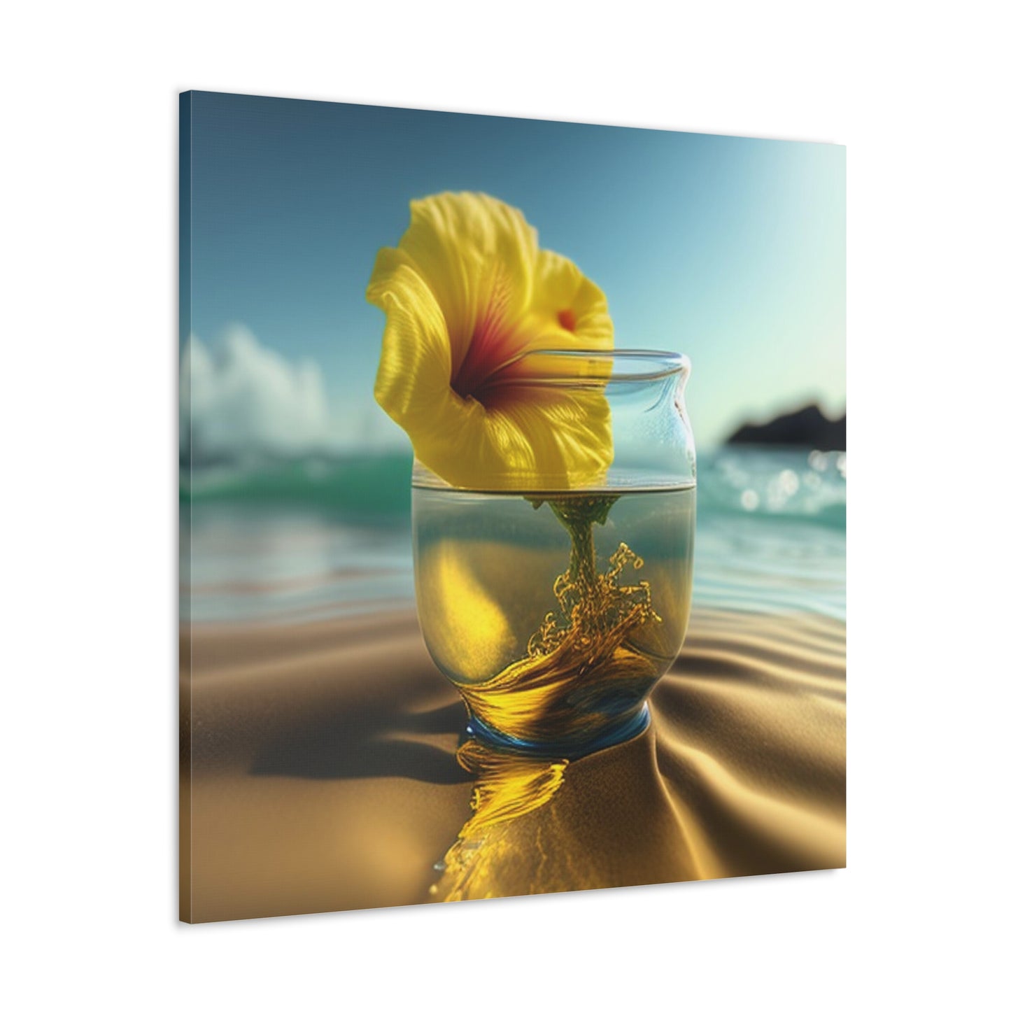 Canvas Gallery Wraps Yellow Hibiscus glass 1