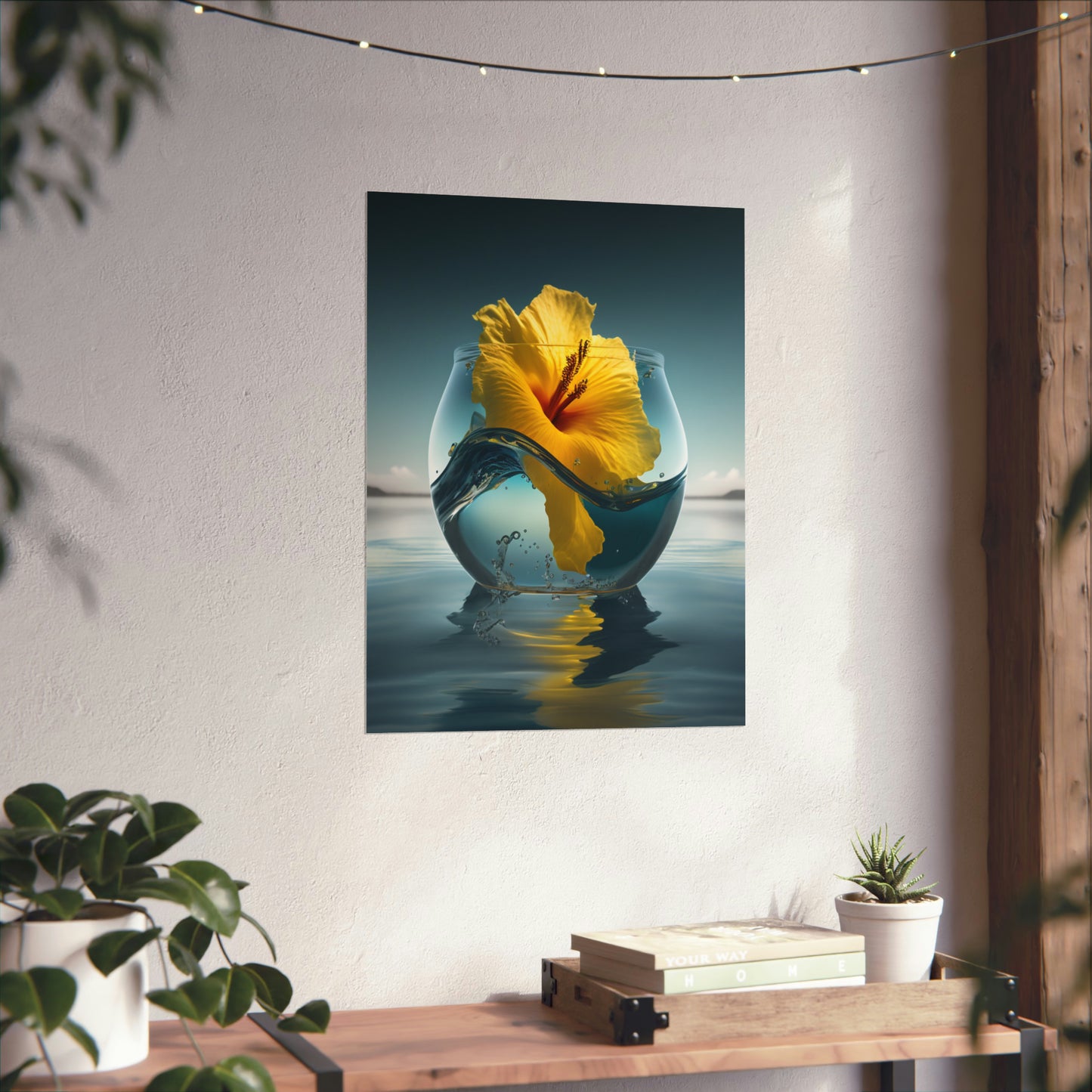 Premium Matte Vertical Posters Yellow Hibiscus glass 4