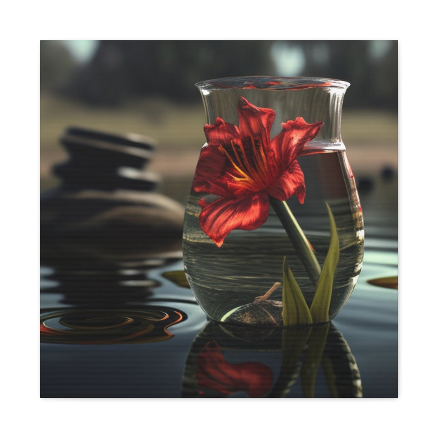 Canvas Gallery Wraps Red Lily in a Glass vase 4