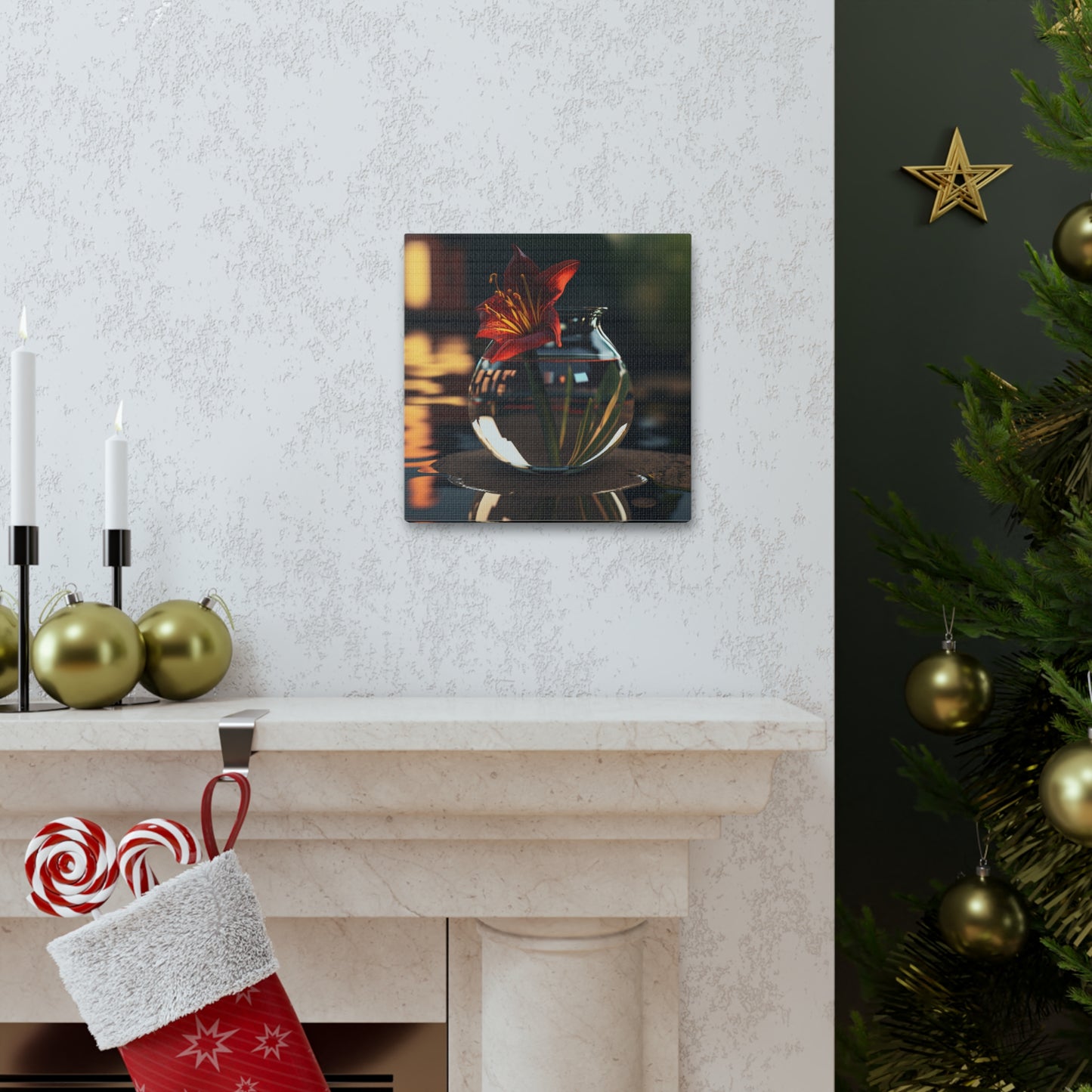 Canvas Gallery Wraps Red Lily in a Glass vase 2
