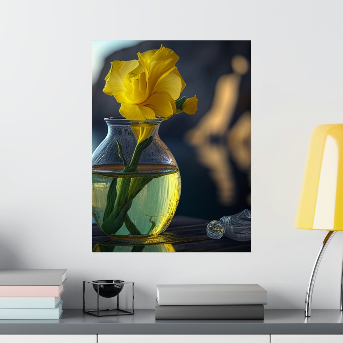 Premium Matte Vertical Posters Yellow Gladiolus glass 3