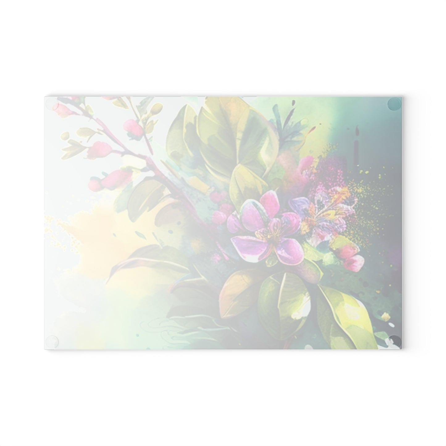 Glass Cutting Board Mother Nature Bright Spring Colors Realistic Watercolor 1