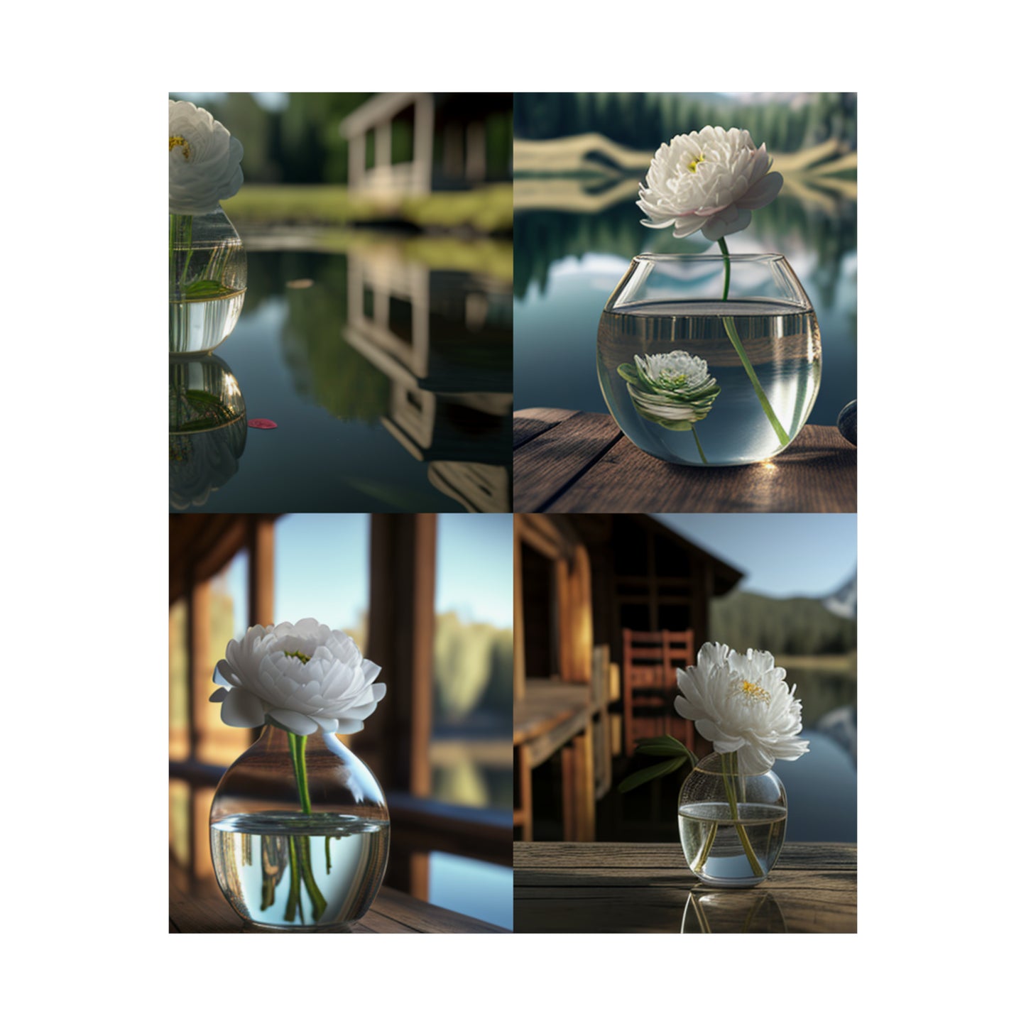 Premium Matte Vertical Posters White Peony glass vase 5