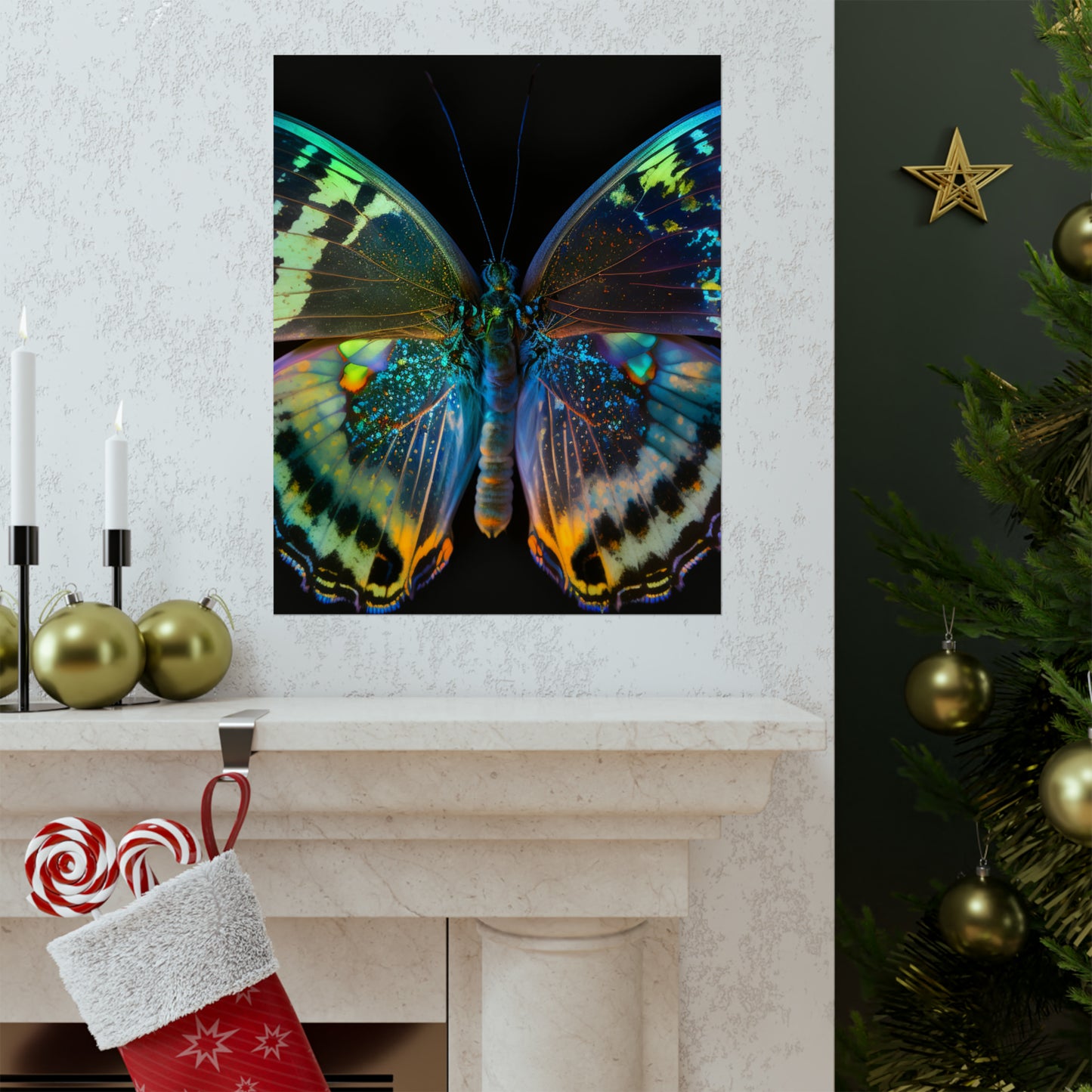 Premium Matte Vertical Posters Neon Butterfly Flair 4