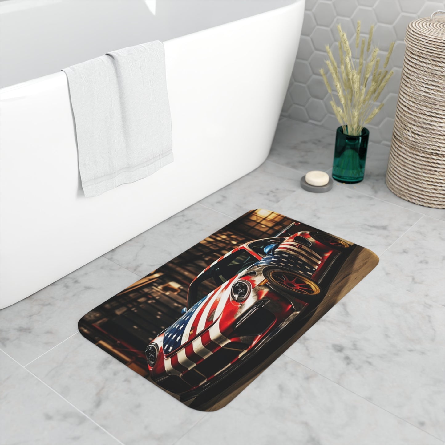 Memory Foam Bath Mat American Flag Porsche 4