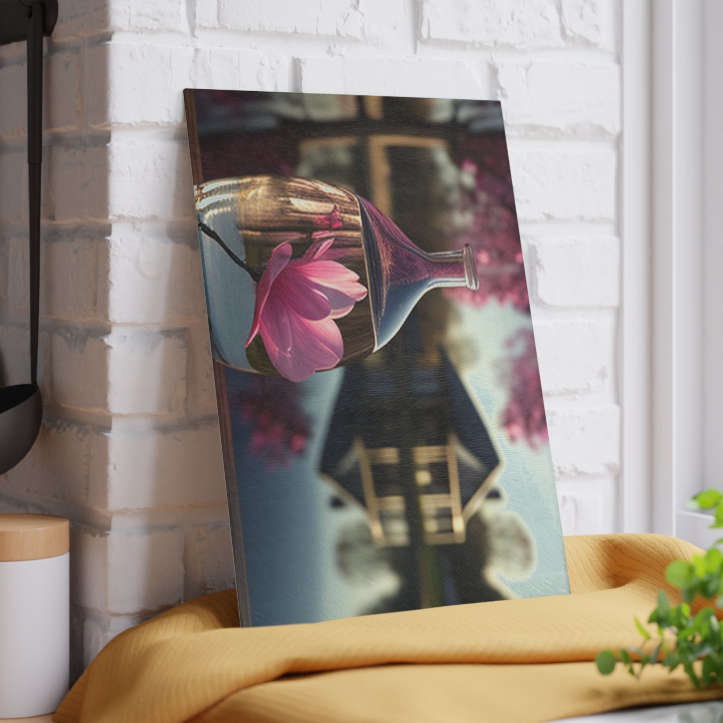 Glass Cutting Board Magnolia in a Glass vase 2