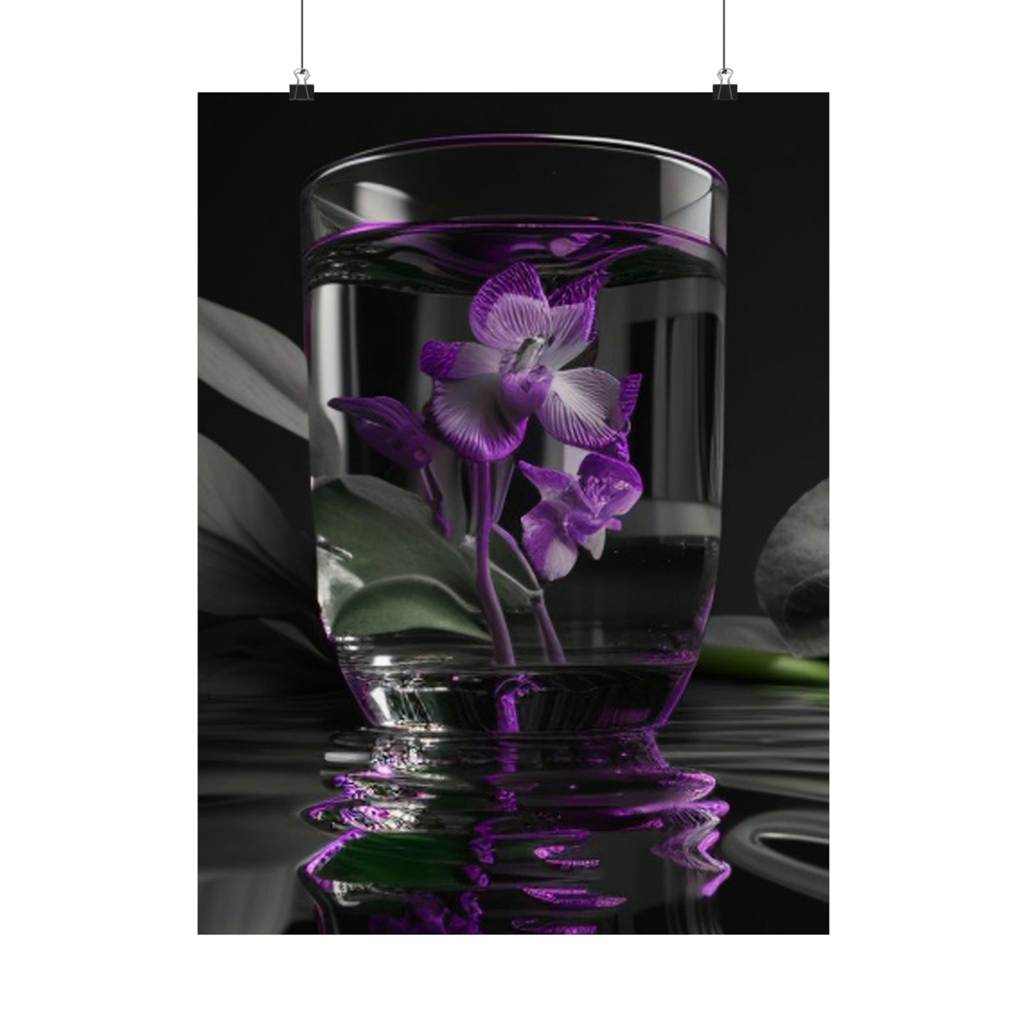 Premium Matte Vertical Posters Purple Orchid Glass vase 1