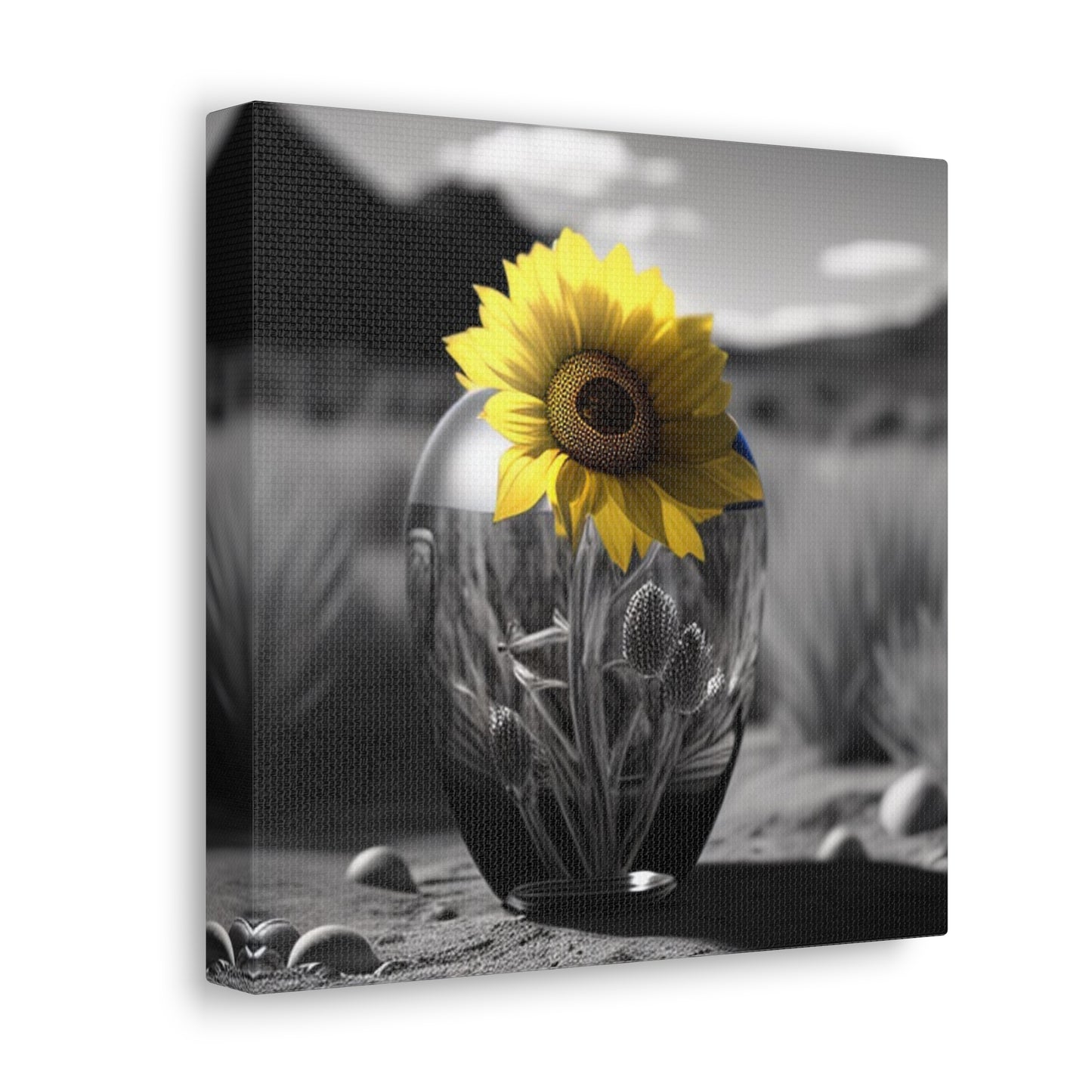 Canvas Gallery Wraps Yellw Sunflower in a vase 3