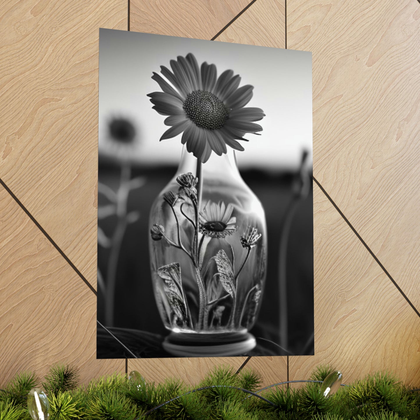 Premium Matte Vertical Posters Yellw Sunflower in a vase 2