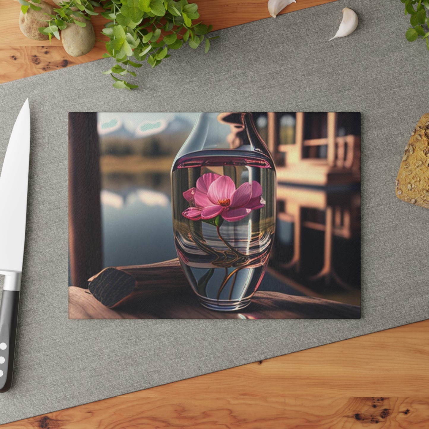 Glass Cutting Board Pink Magnolia 3