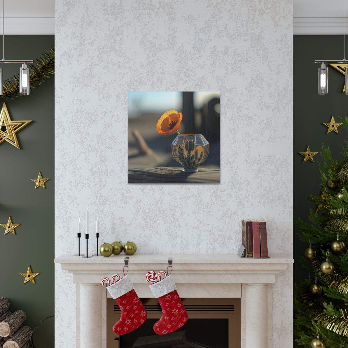 Canvas Gallery Wraps Orange Poppy in a Vase 2