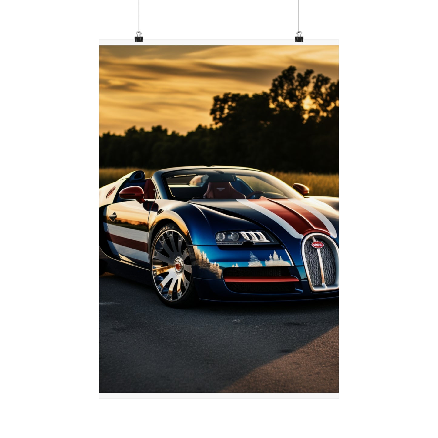 Premium Matte Vertical Posters Bugatti Flag American 3