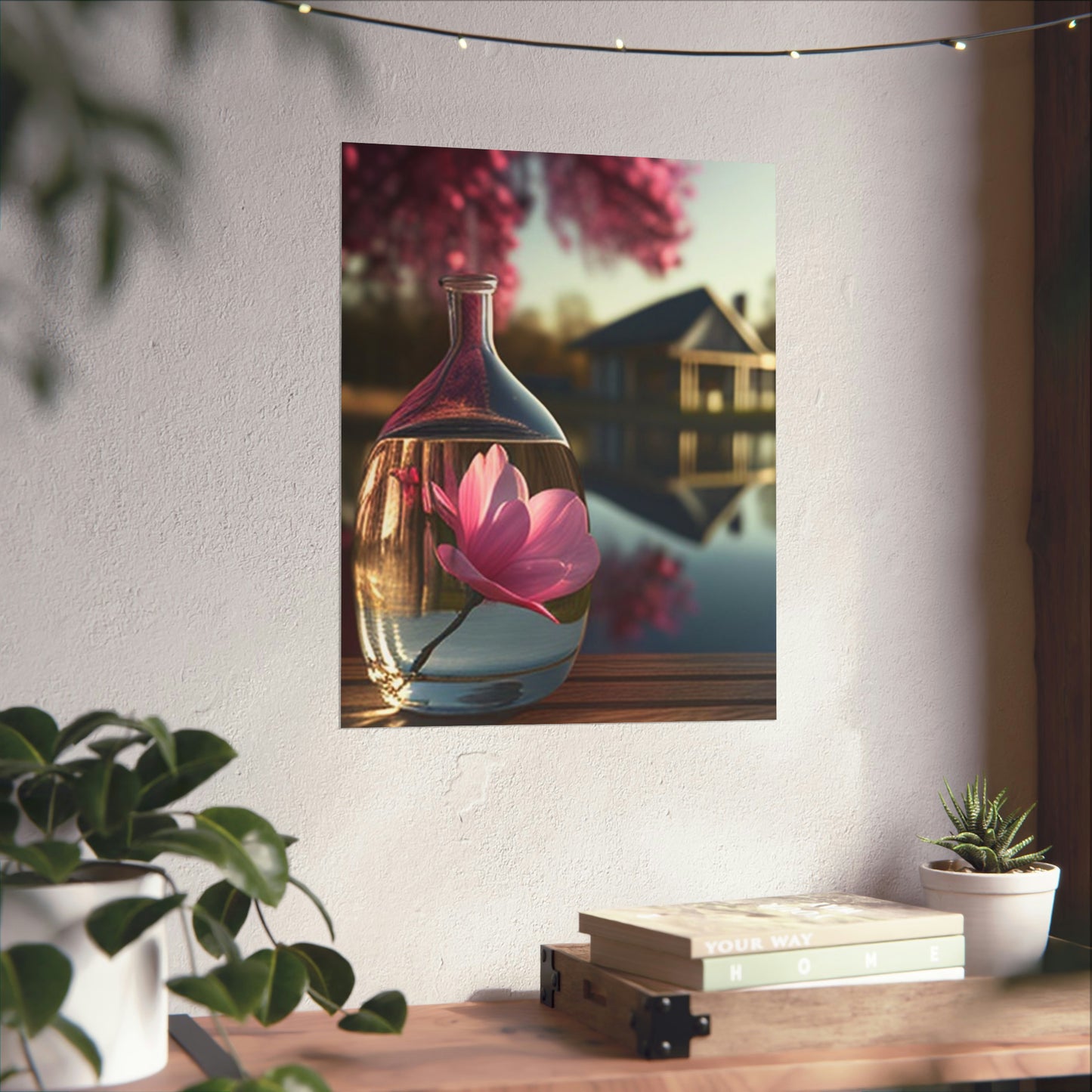 Premium Matte Vertical Posters Magnolia in a Glass vase 2