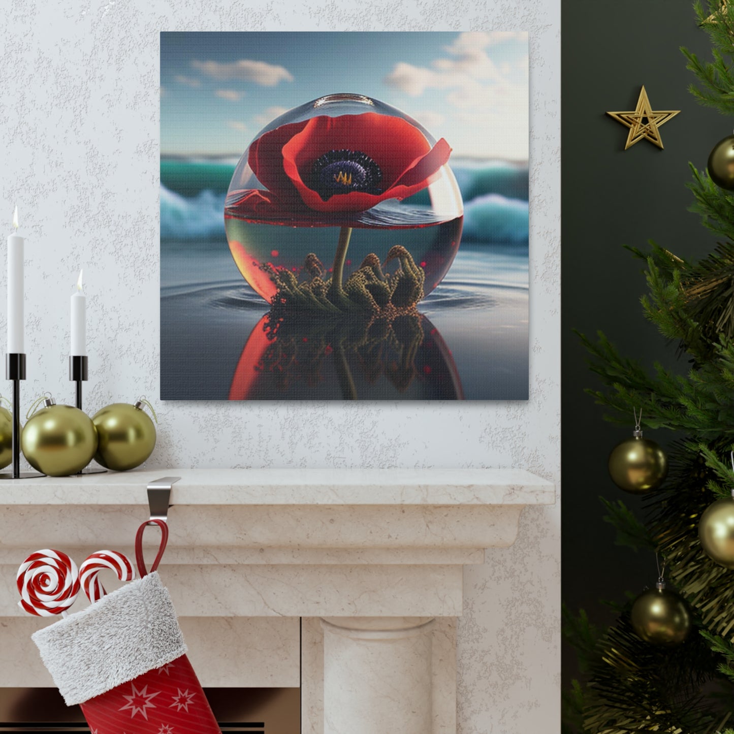 Canvas Gallery Wraps Red Anemone in a Vase 4