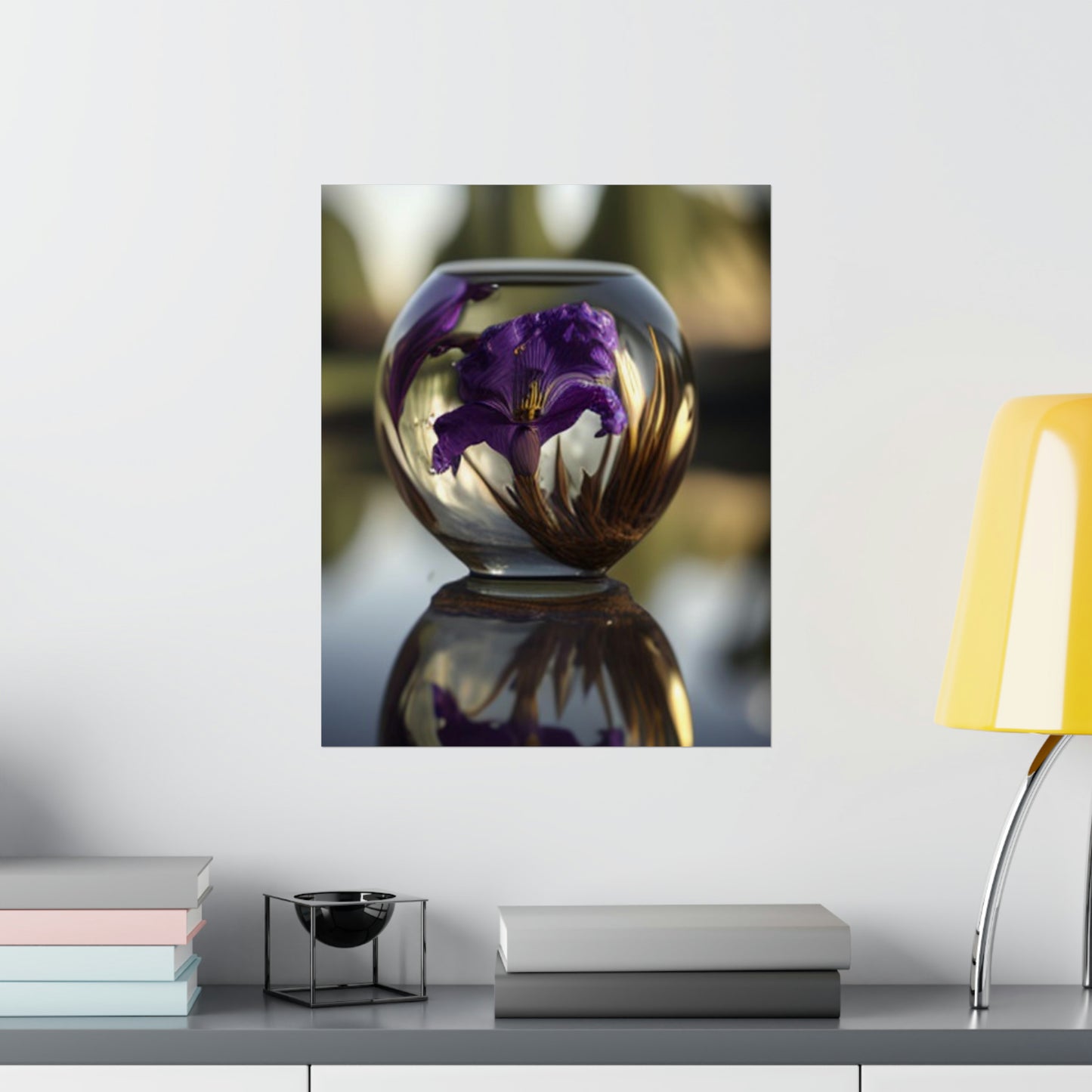 Premium Matte Vertical Posters Purple Iris in a vase 2