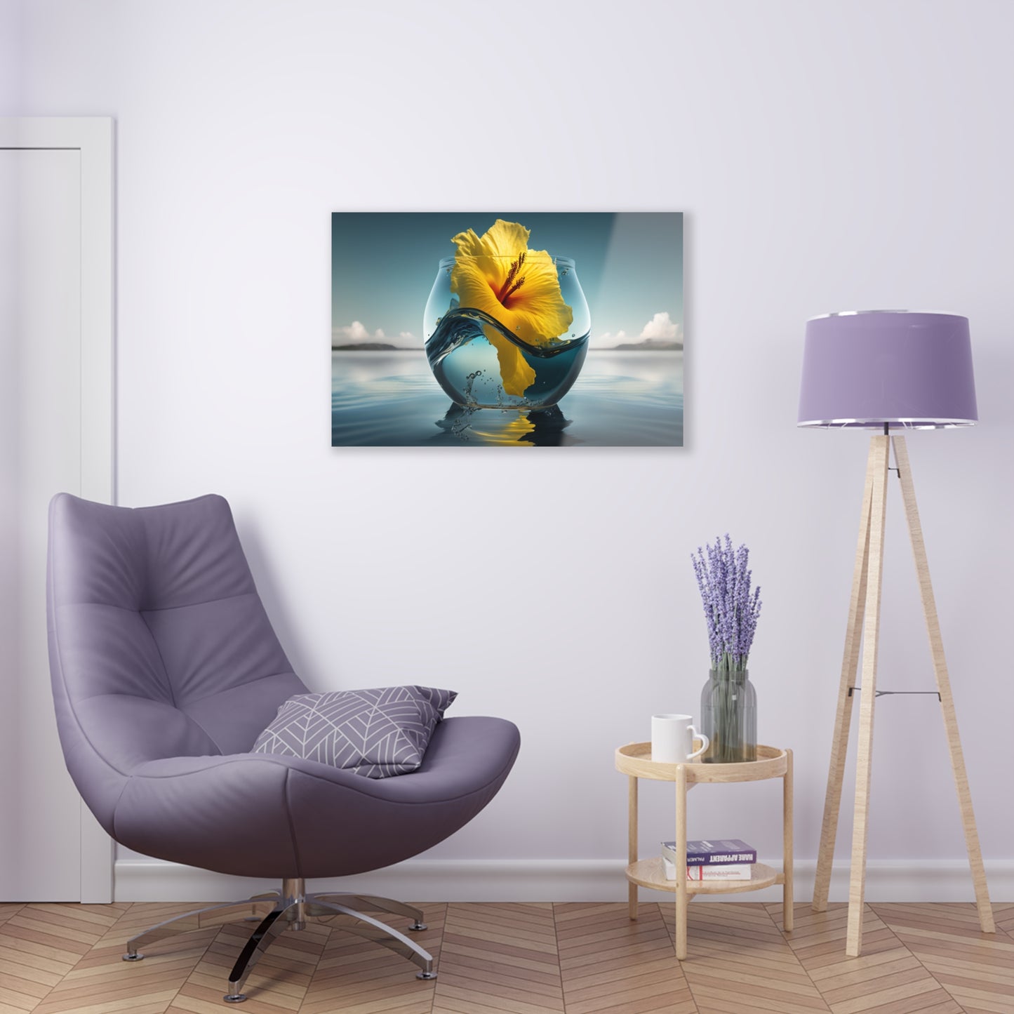 Acrylic Prints Yellow Hibiscus glass 4