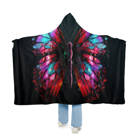 Snuggle Hooded Blanket Hyper Colorful Butterfly Macro 3