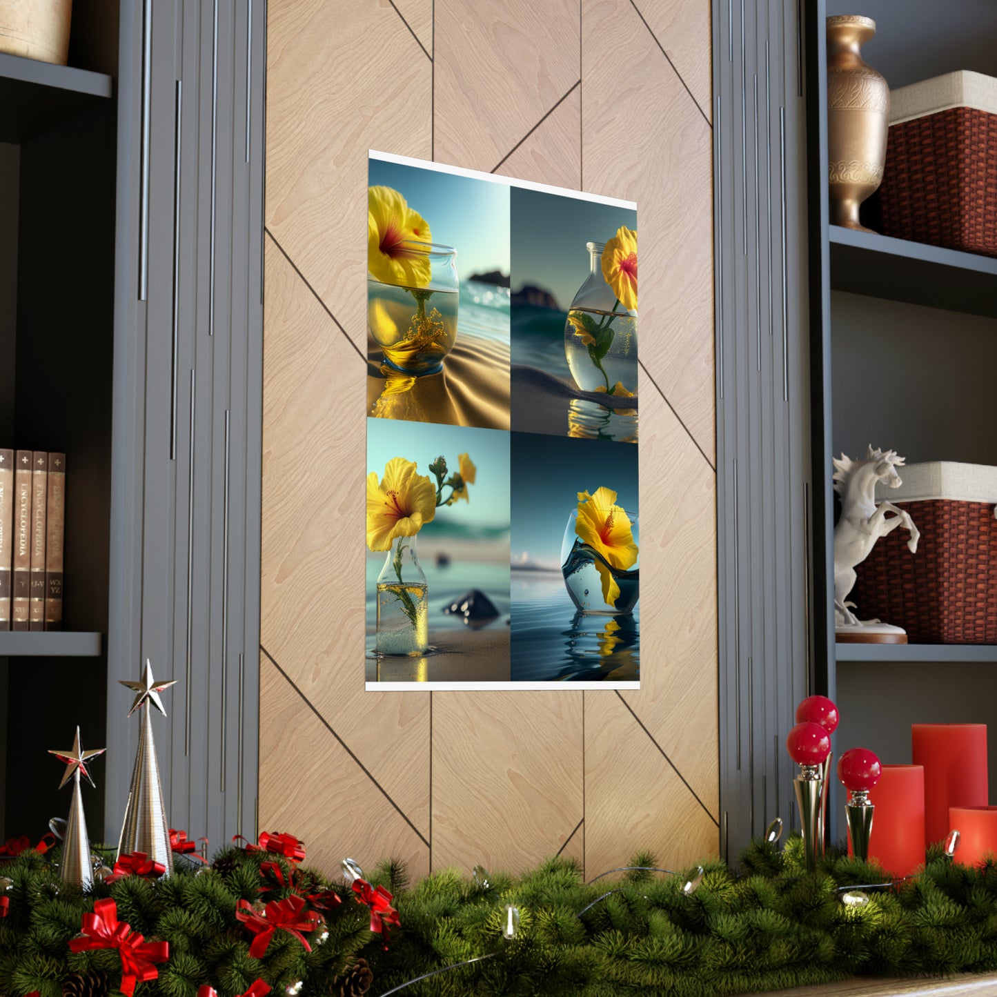 Premium Matte Vertical Posters Yellow Hibiscus glass 5